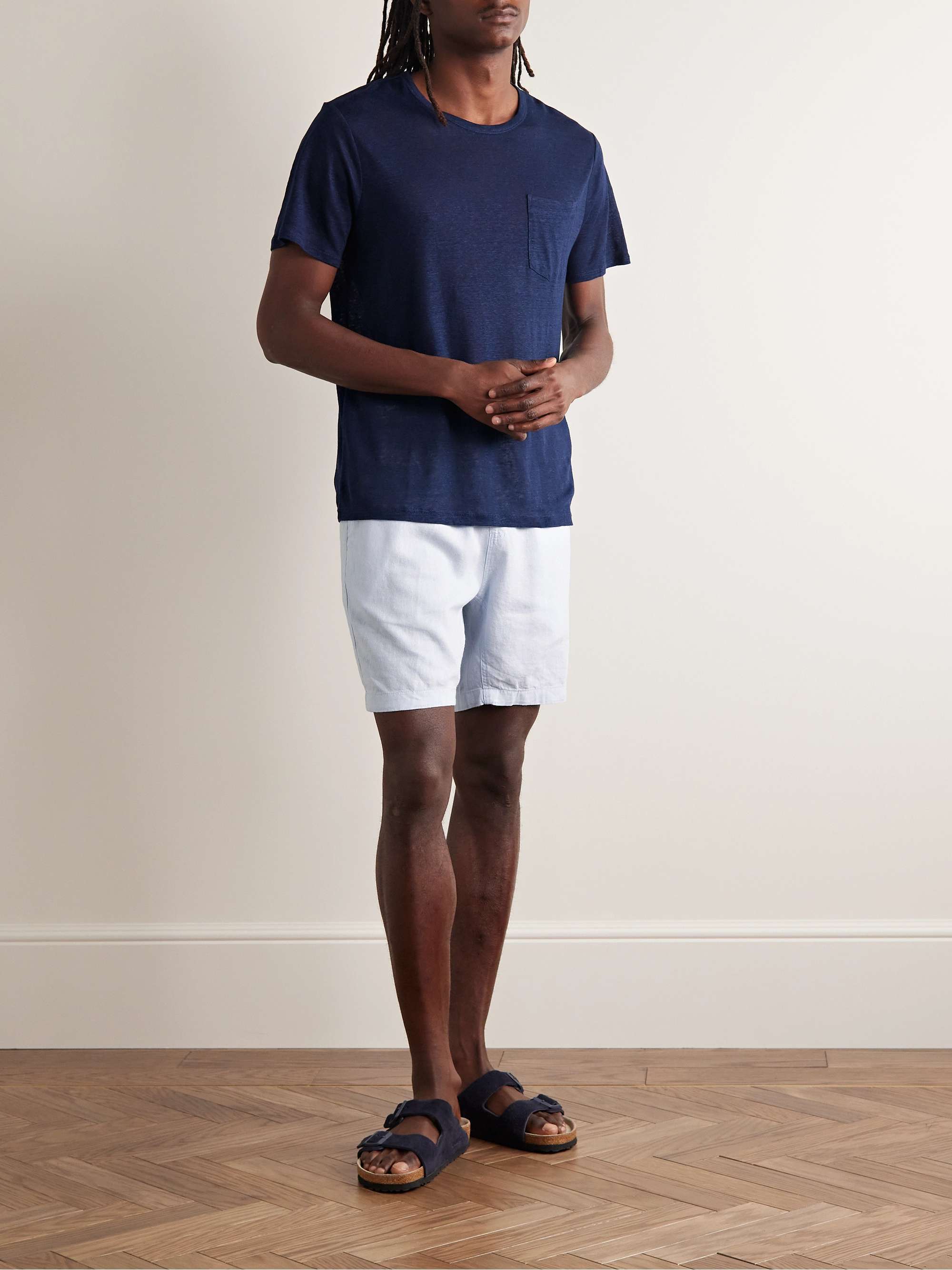 ONIA Straight-Leg Linen-Blend Drawstring Shorts