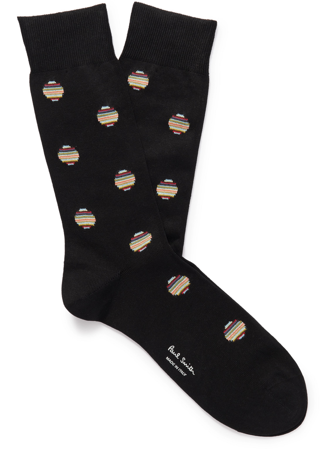 Paul Smith Polka-dot Cotton-blend Jacquard Socks In Black