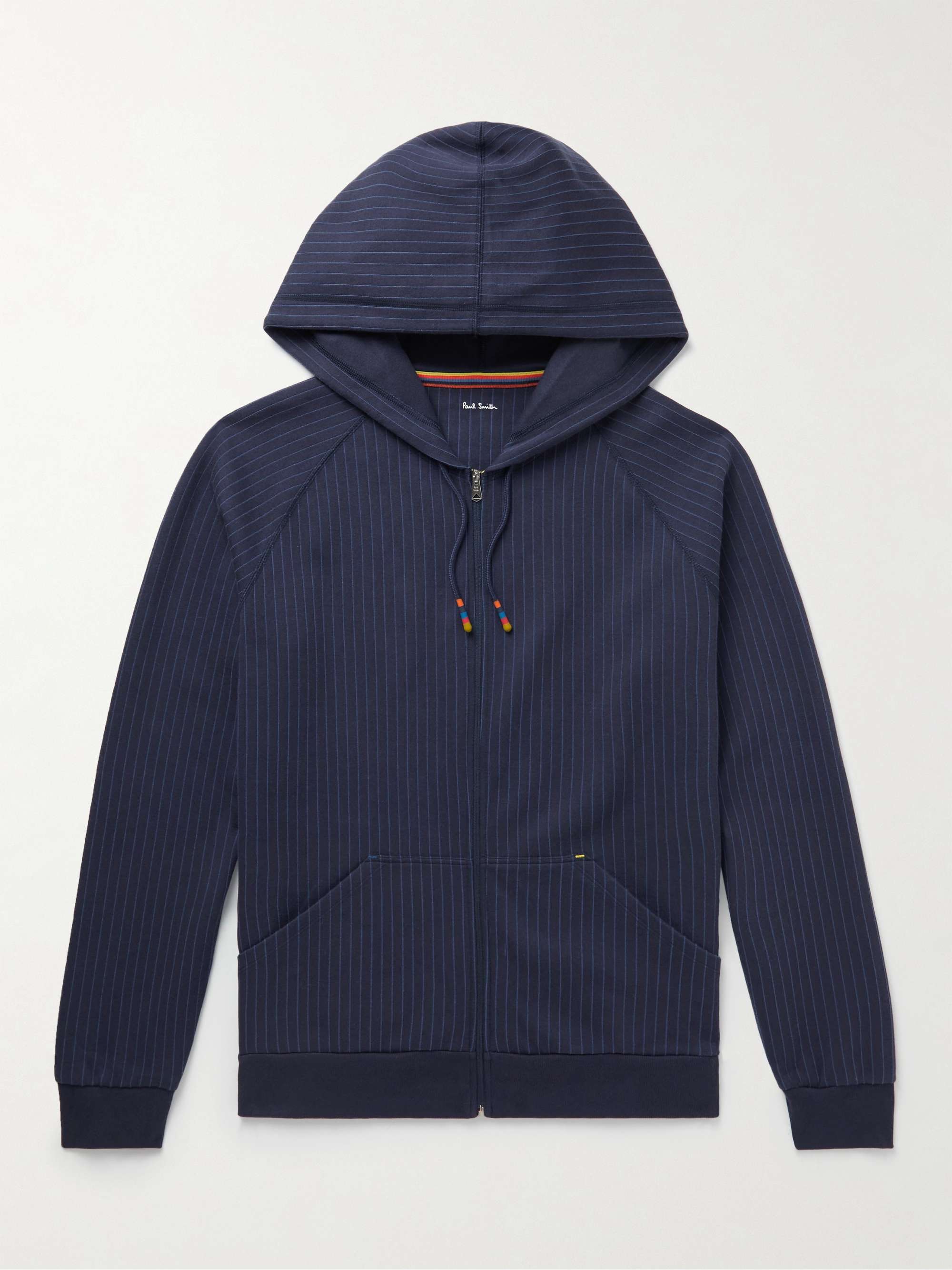 PAUL SMITH Pinstriped Cotton-Blend Jersey Zip-Up Hoodie for Men | MR PORTER