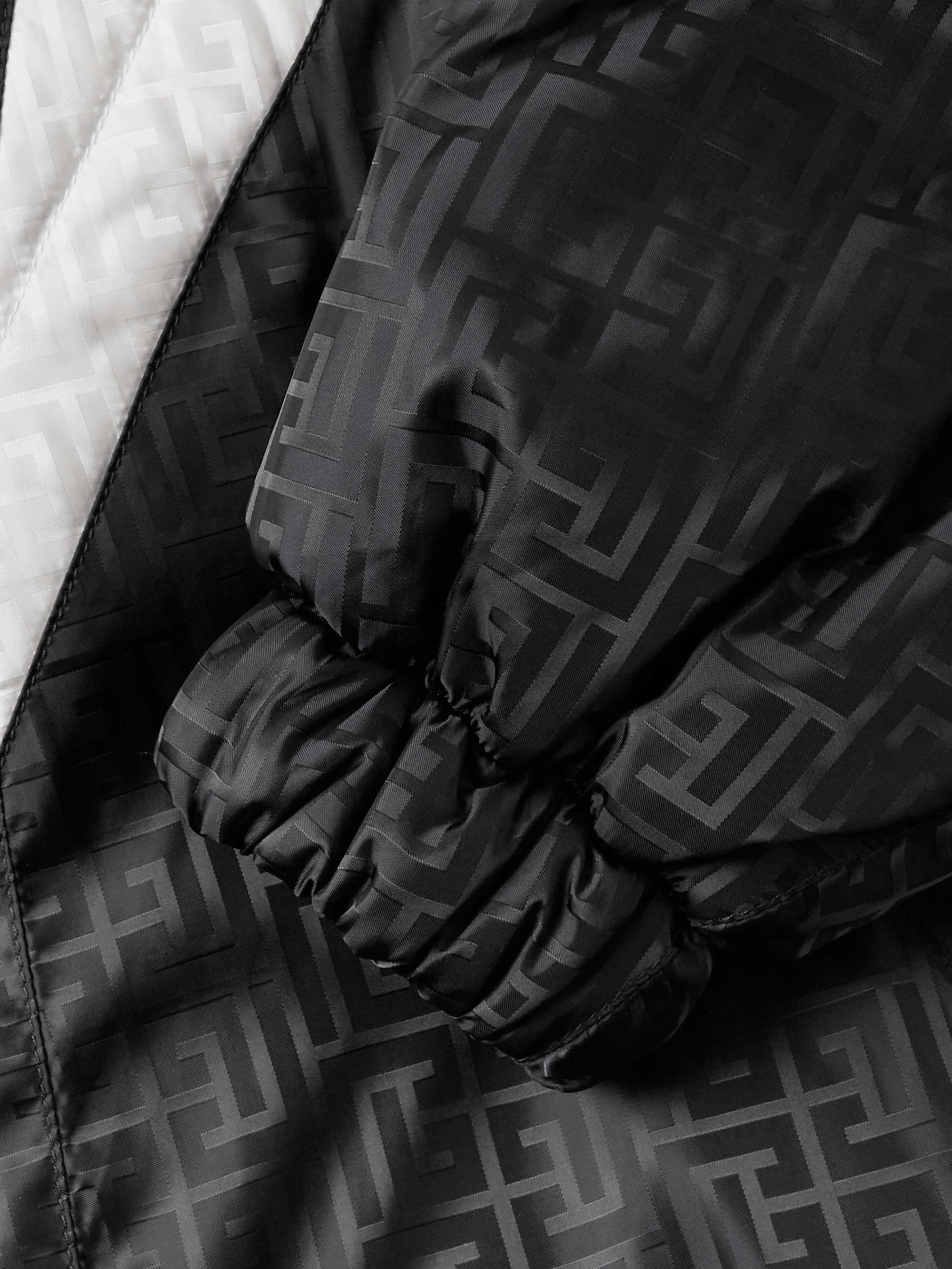 BALMAIN Faux Fur-Trimmed Padded Monogrammed Shell Hooded Jacket