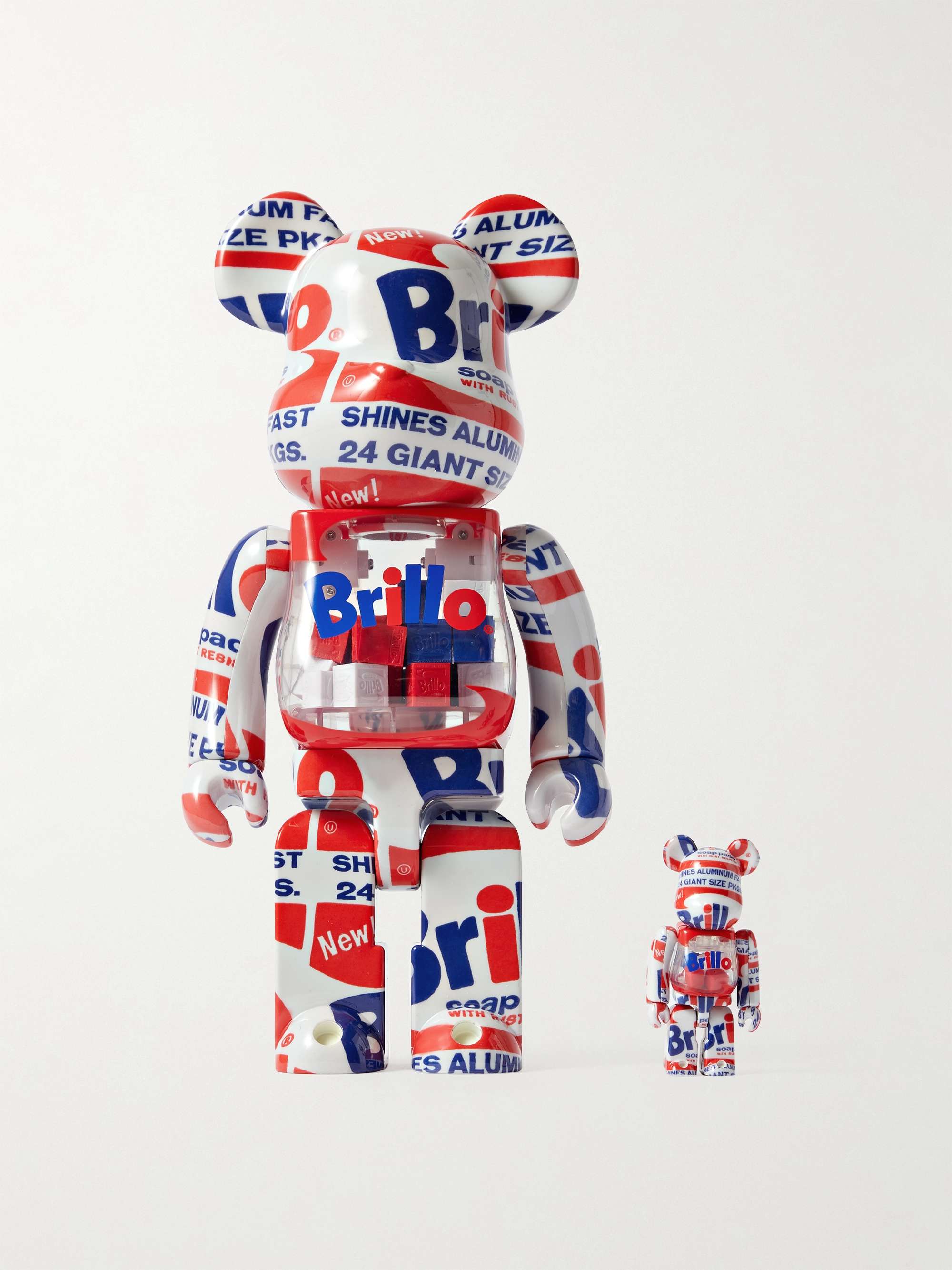 BE@RBRICK + Andy Warhol Brillo 100% + 400% Printed PVC Figurine