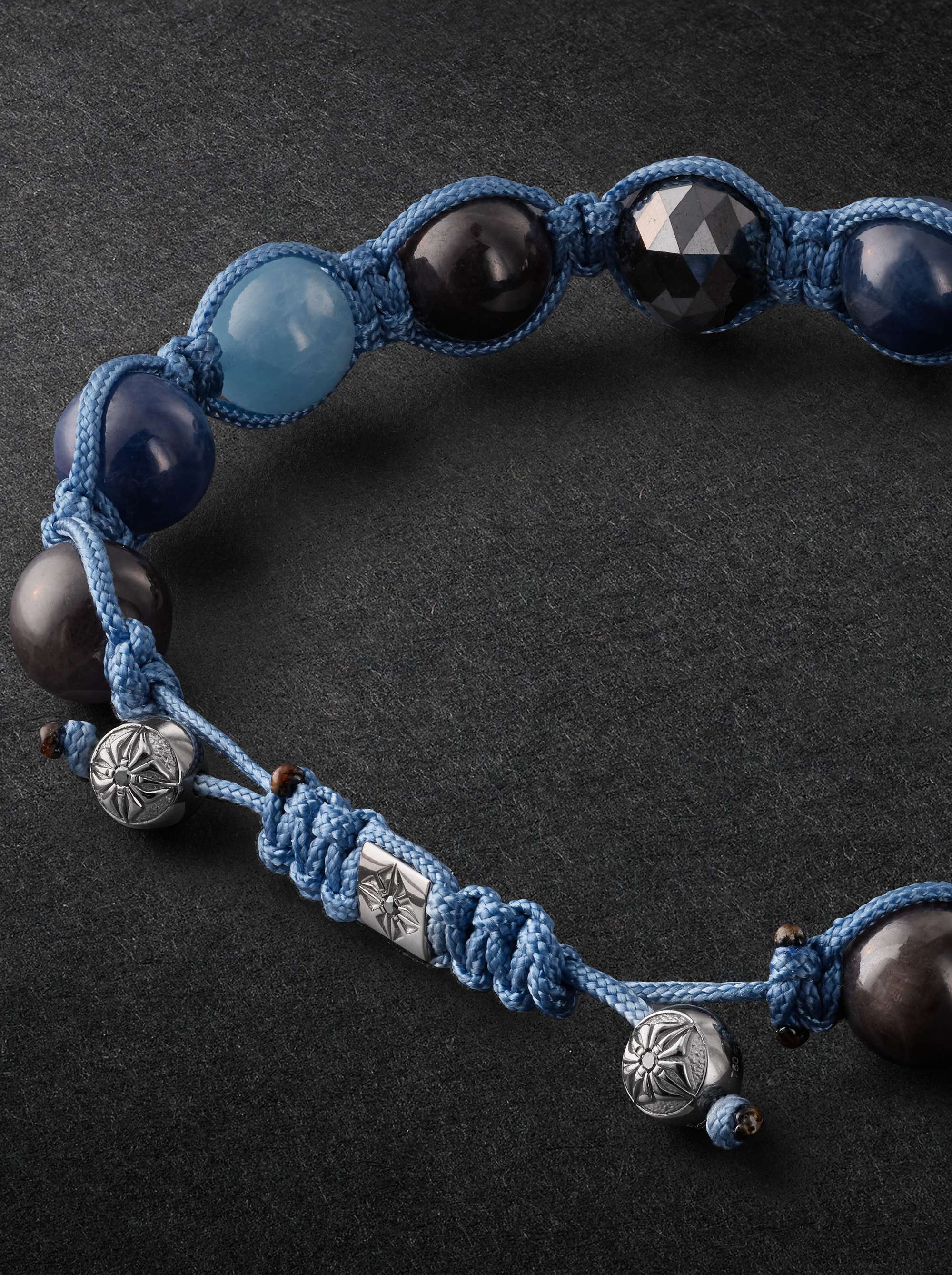 SHAMBALLA JEWELS Rhodium-Plated, Multi-Stone and Cord Bracelet