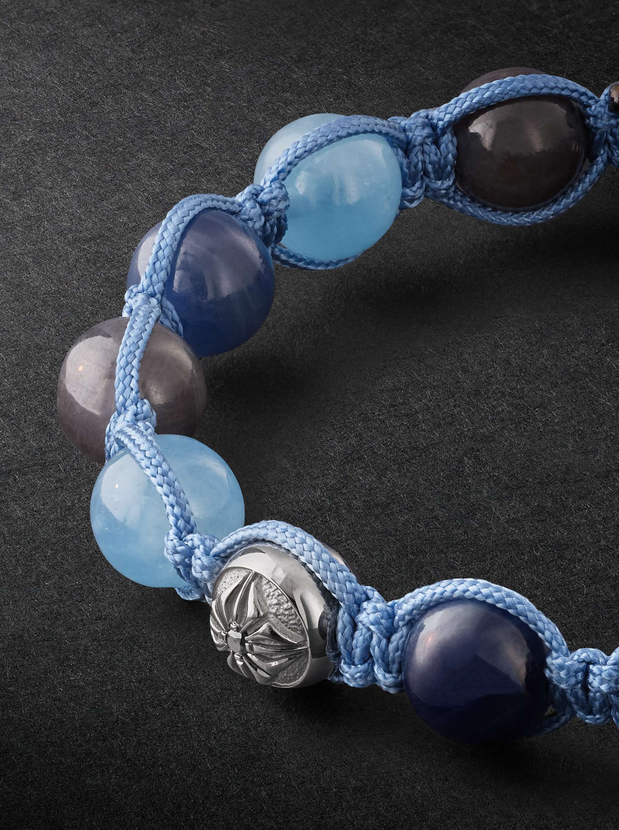 SHAMBALLA JEWELS Rhodium-Plated, Multi-Stone and Cord Bracelet