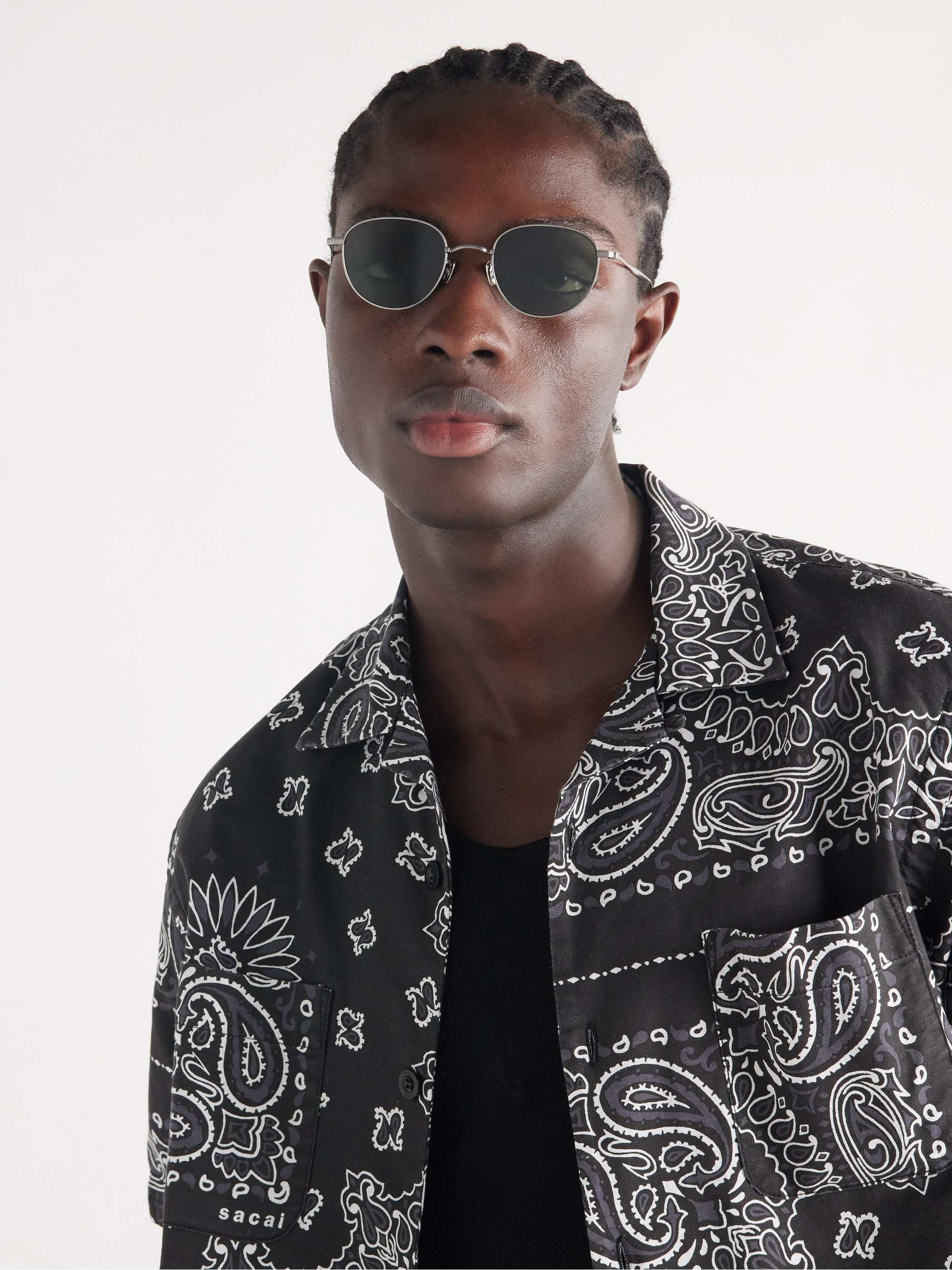 Round-Frame Titanium Sunglasses