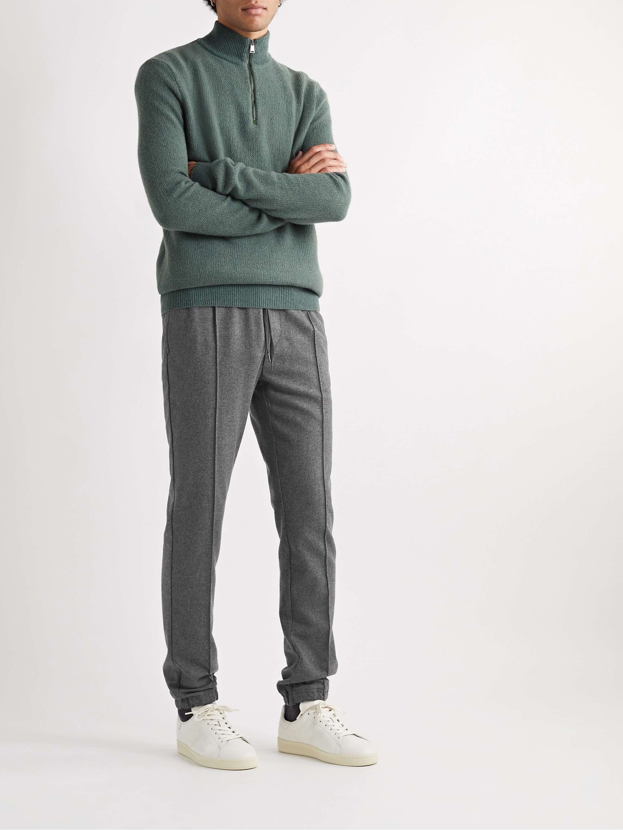RALPH LAUREN PURPLE LABEL Slim-Fit Tapered Wool-Flannel ...