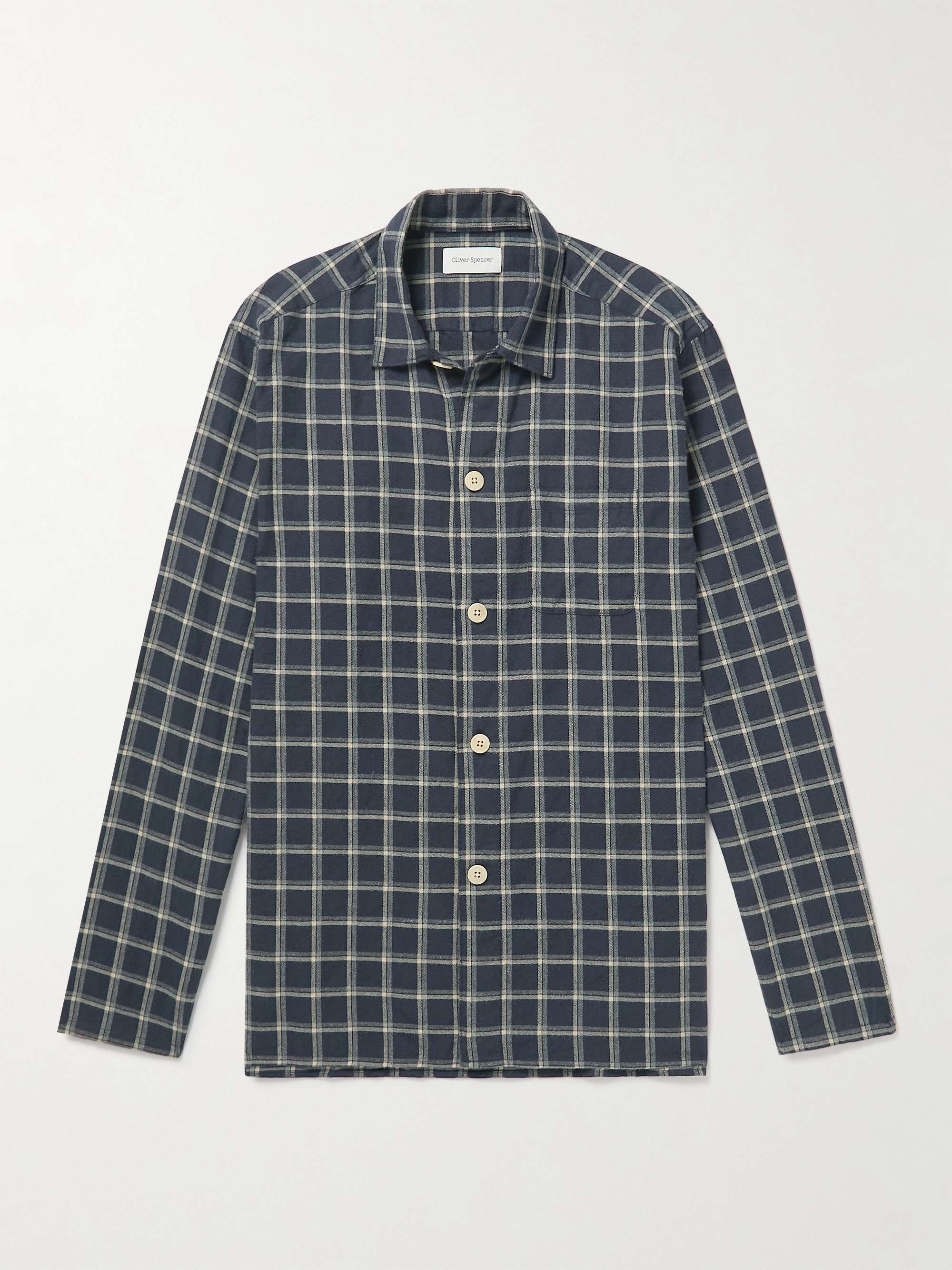 OLIVER SPENCER Checked Cotton-Flannel Pyjama Shirt for Men | MR PORTER