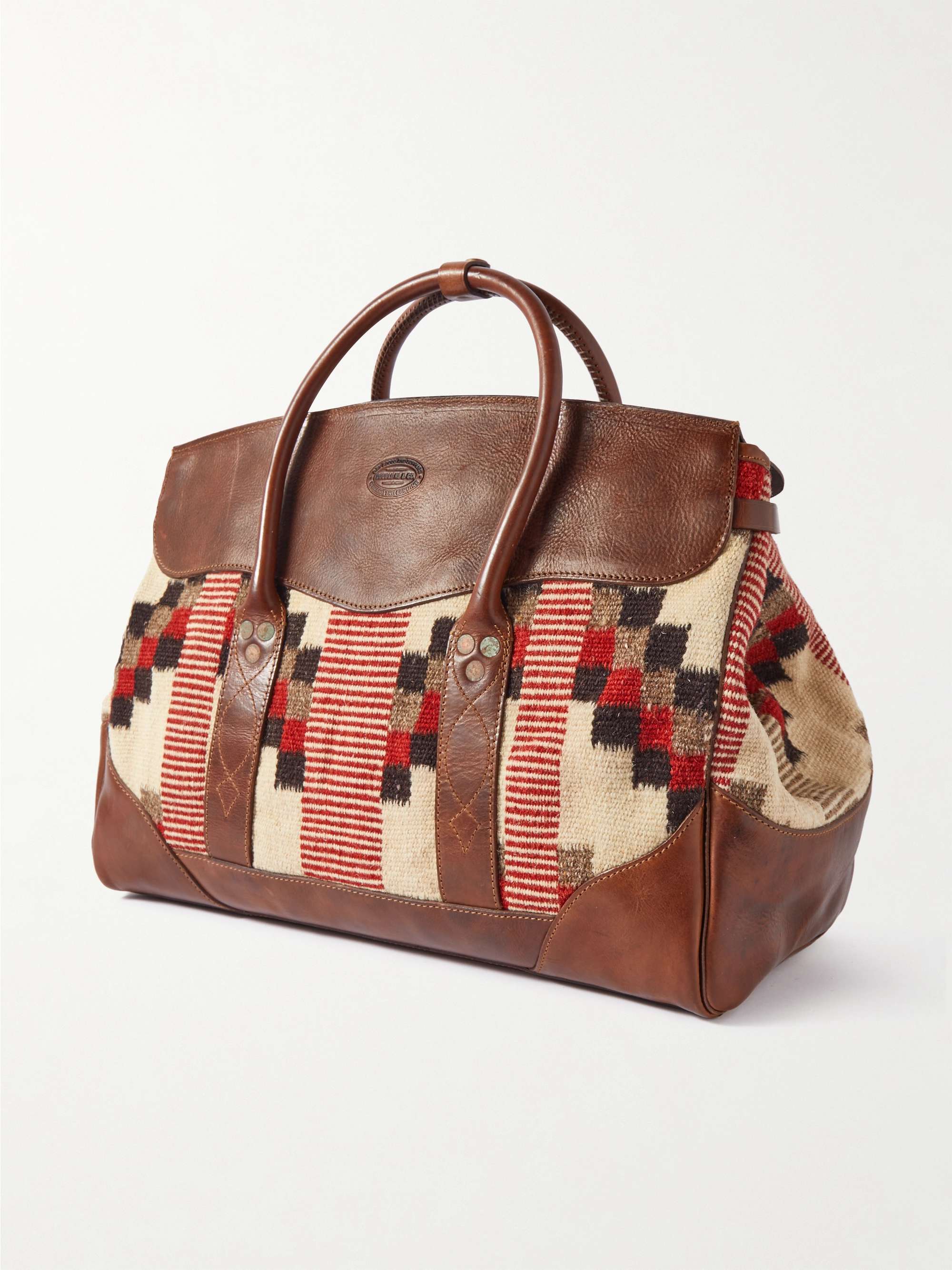 RRL Pecos Large Leather-Trimmed Knitted Duffle Bag