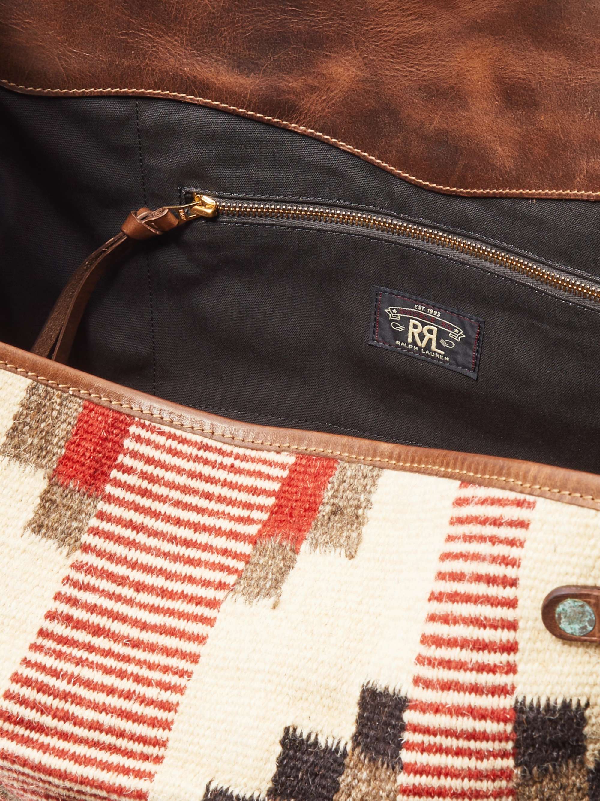 RRL Pecos Large Leather-Trimmed Knitted Duffle Bag