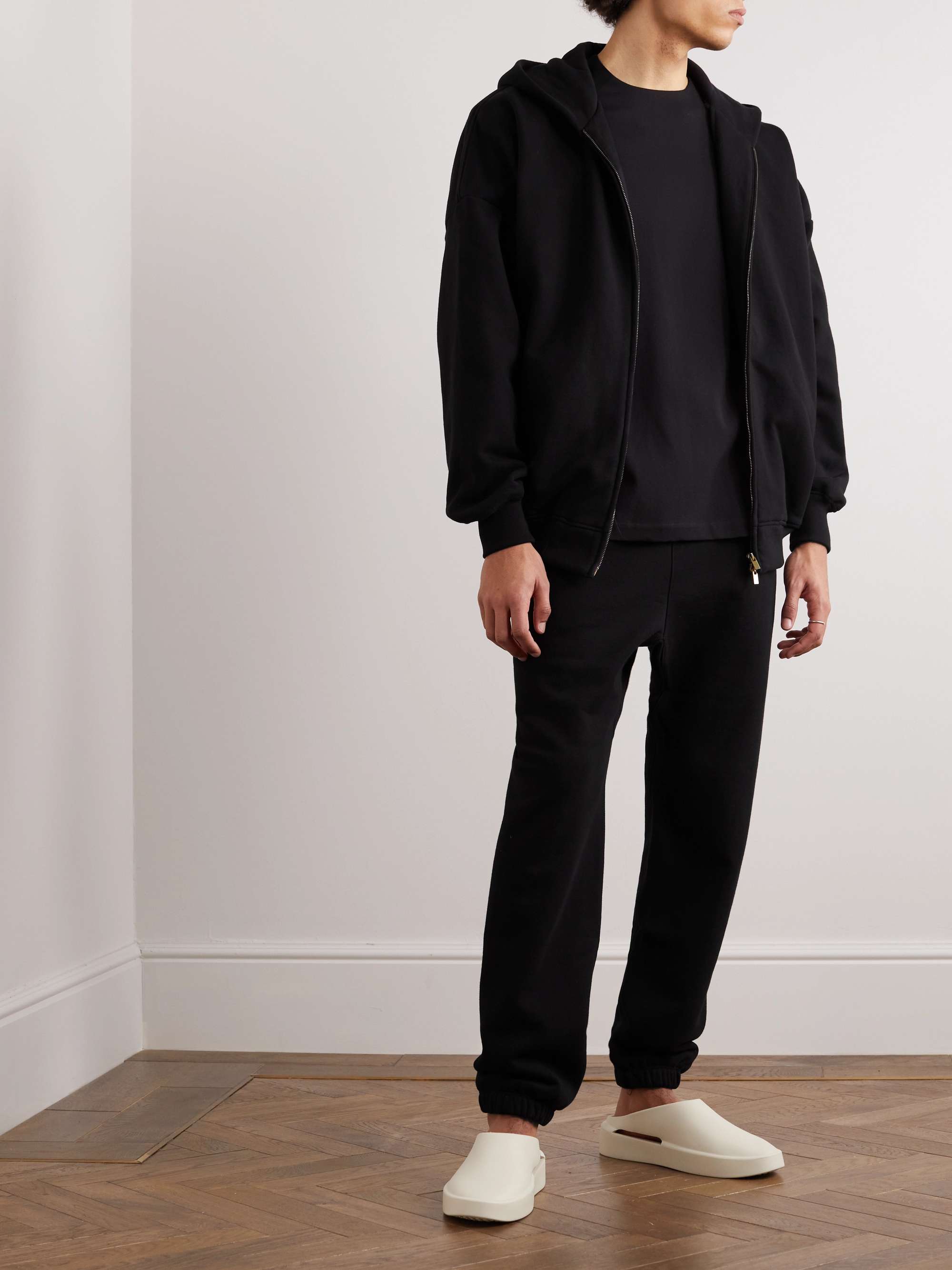 FEAR OF GOD Eternal Logo-Flocked Cotton-Jersey Zip-Up Hoodie