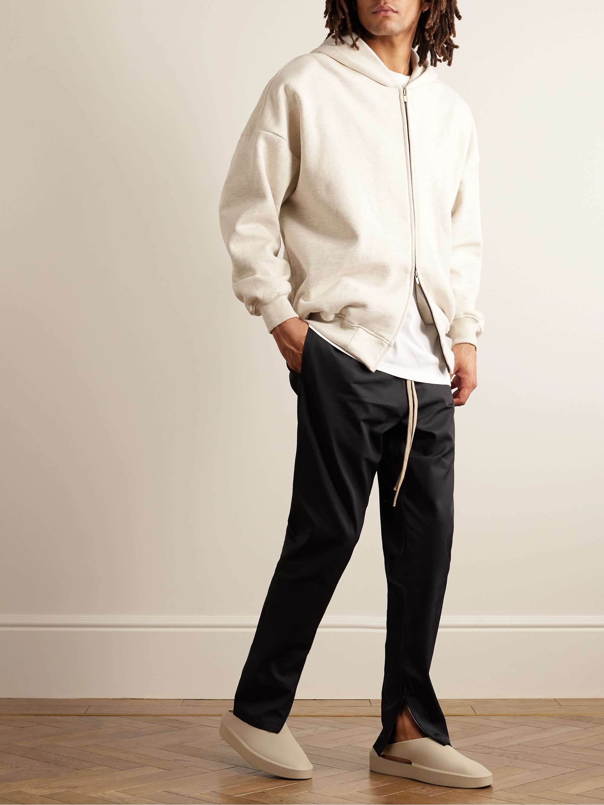 FEAR OF GOD Eternal Logo-Flocked Cotton-Jersey Zip-Up Hoodie