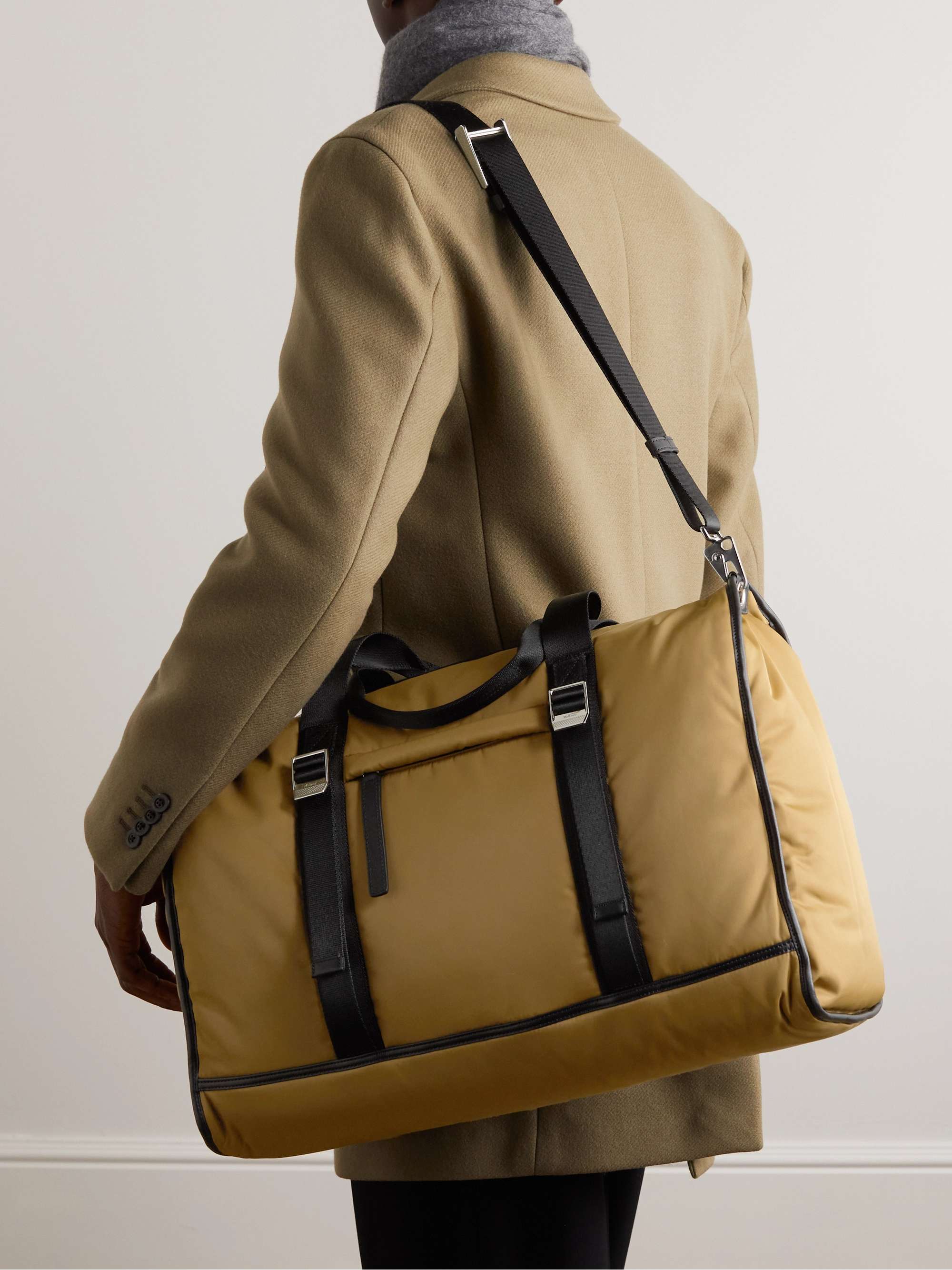 MULBERRY Leather-Trimmed Padded Recycled-Nylon Holdall