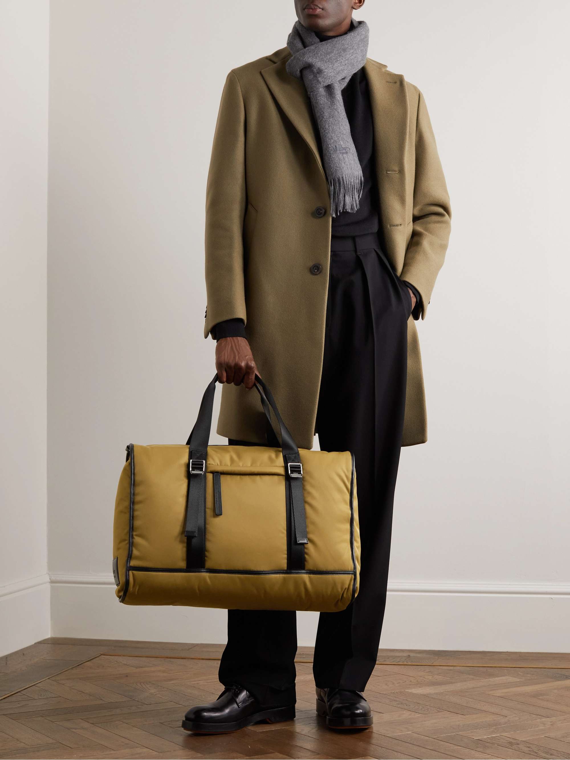 MULBERRY Leather-Trimmed Padded Recycled-Nylon Holdall