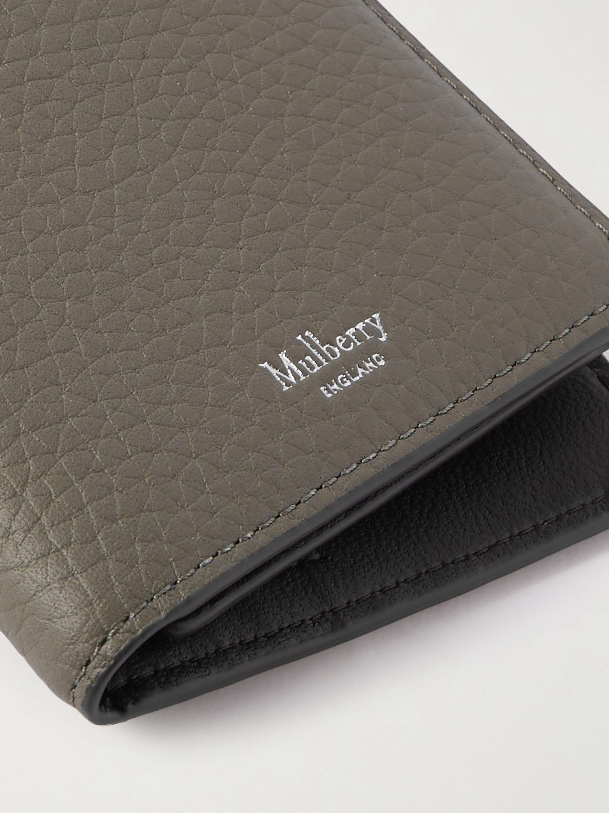 MULBERRY Logo-Print Full-Grain Leather Trifold Wallet