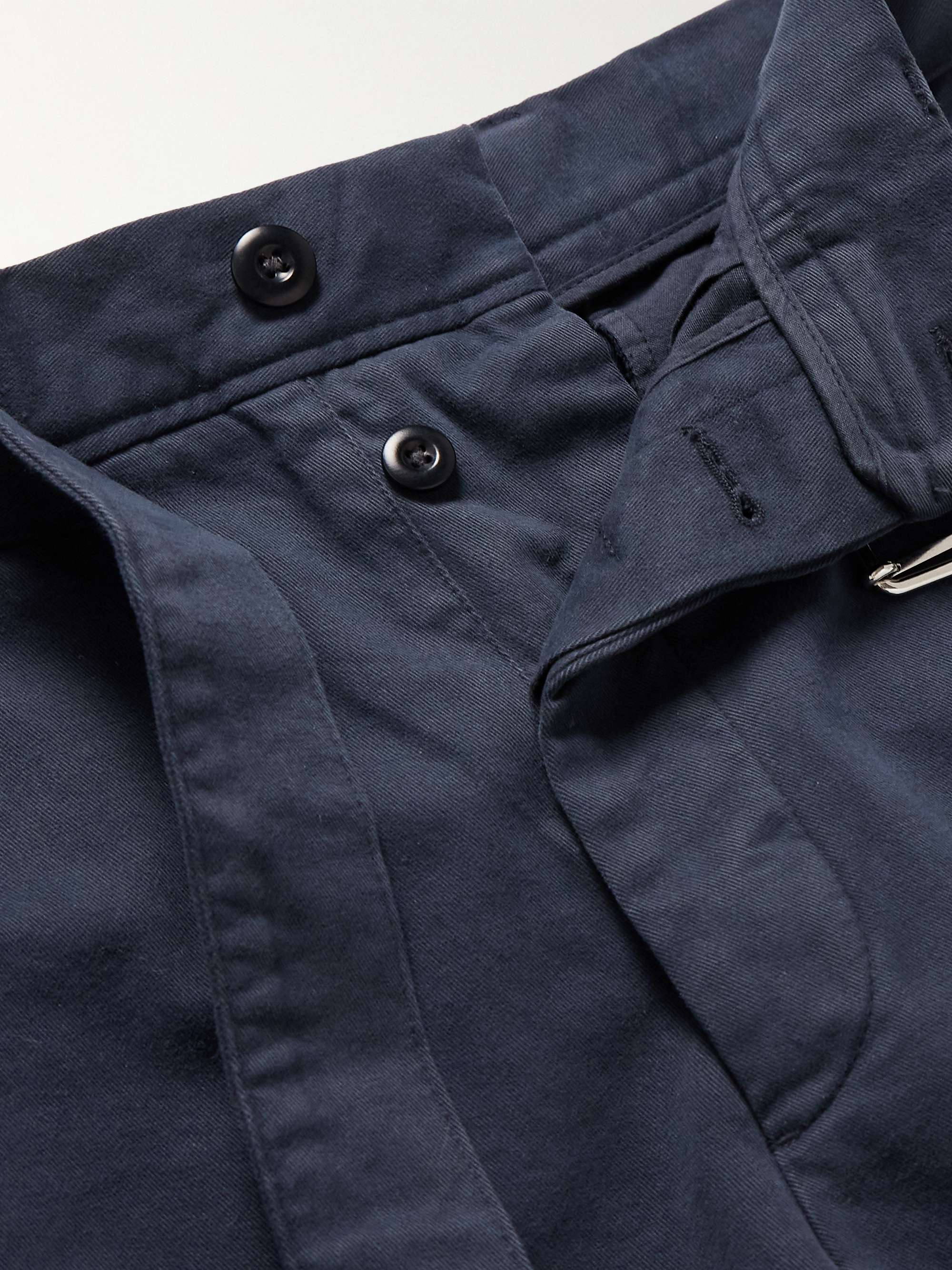 OFFICINE GÉNÉRALE Straight-Leg Belted Cotton-Twill Trousers
