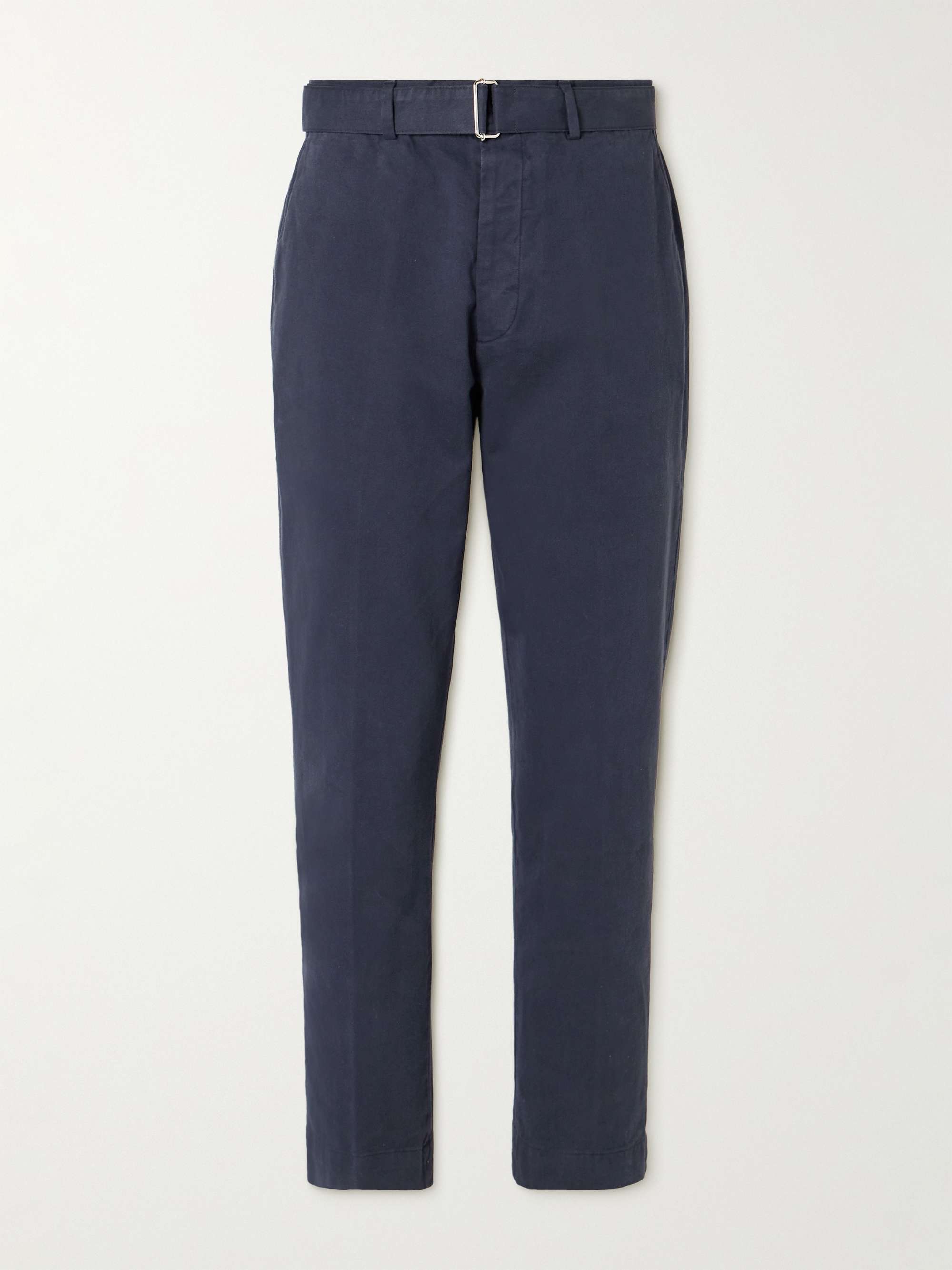 OFFICINE GÉNÉRALE Straight-Leg Belted Cotton-Twill Trousers for