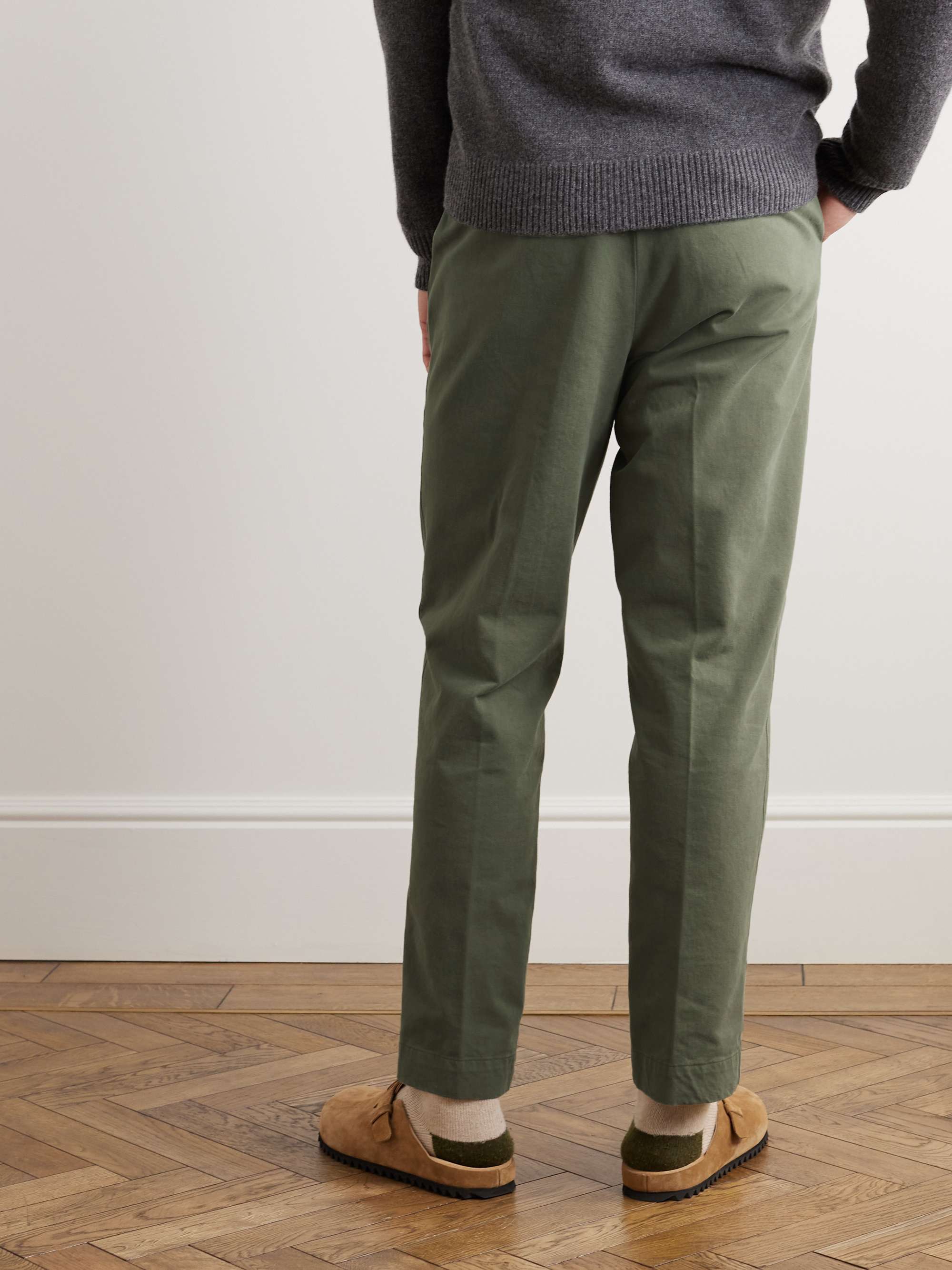 OFFICINE GÉNÉRALE Straight-Leg Belted Cotton-Twill Trousers