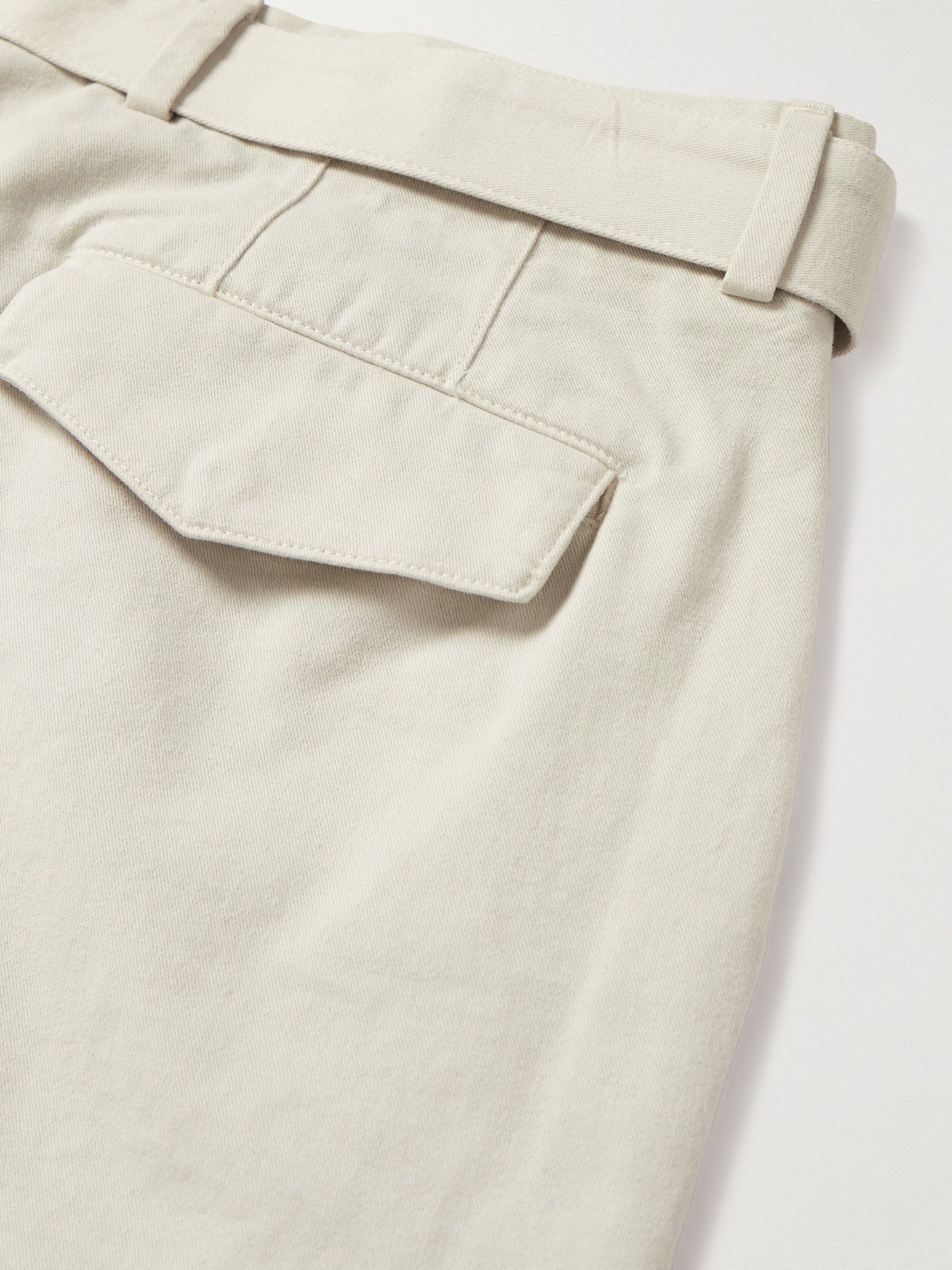 Shop Officine Generale Straight-leg Belted Cotton-twill Trousers In Neutrals