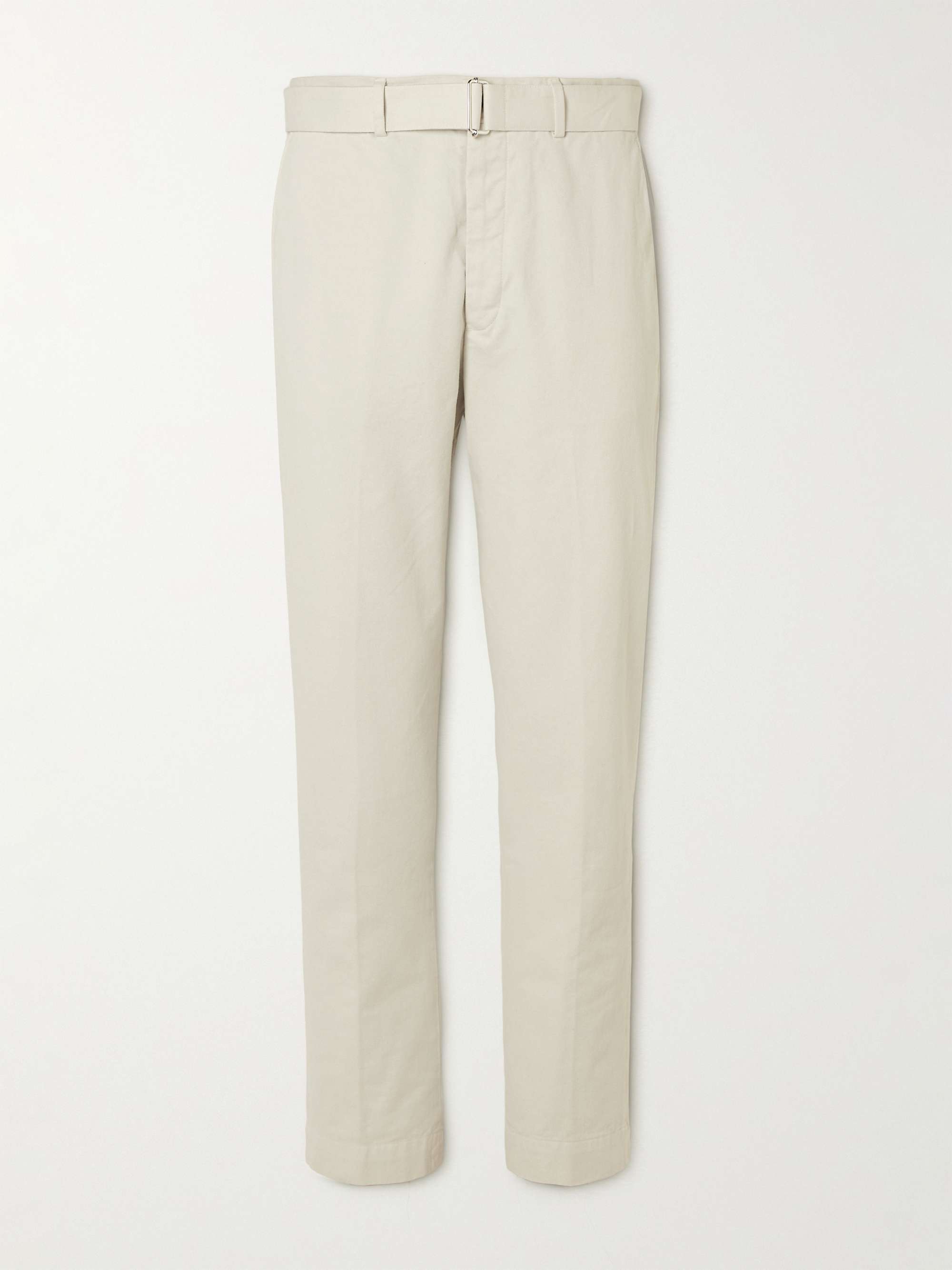 OFFICINE GÉNÉRALE Straight-Leg Belted Cotton-Twill Trousers for Men ...