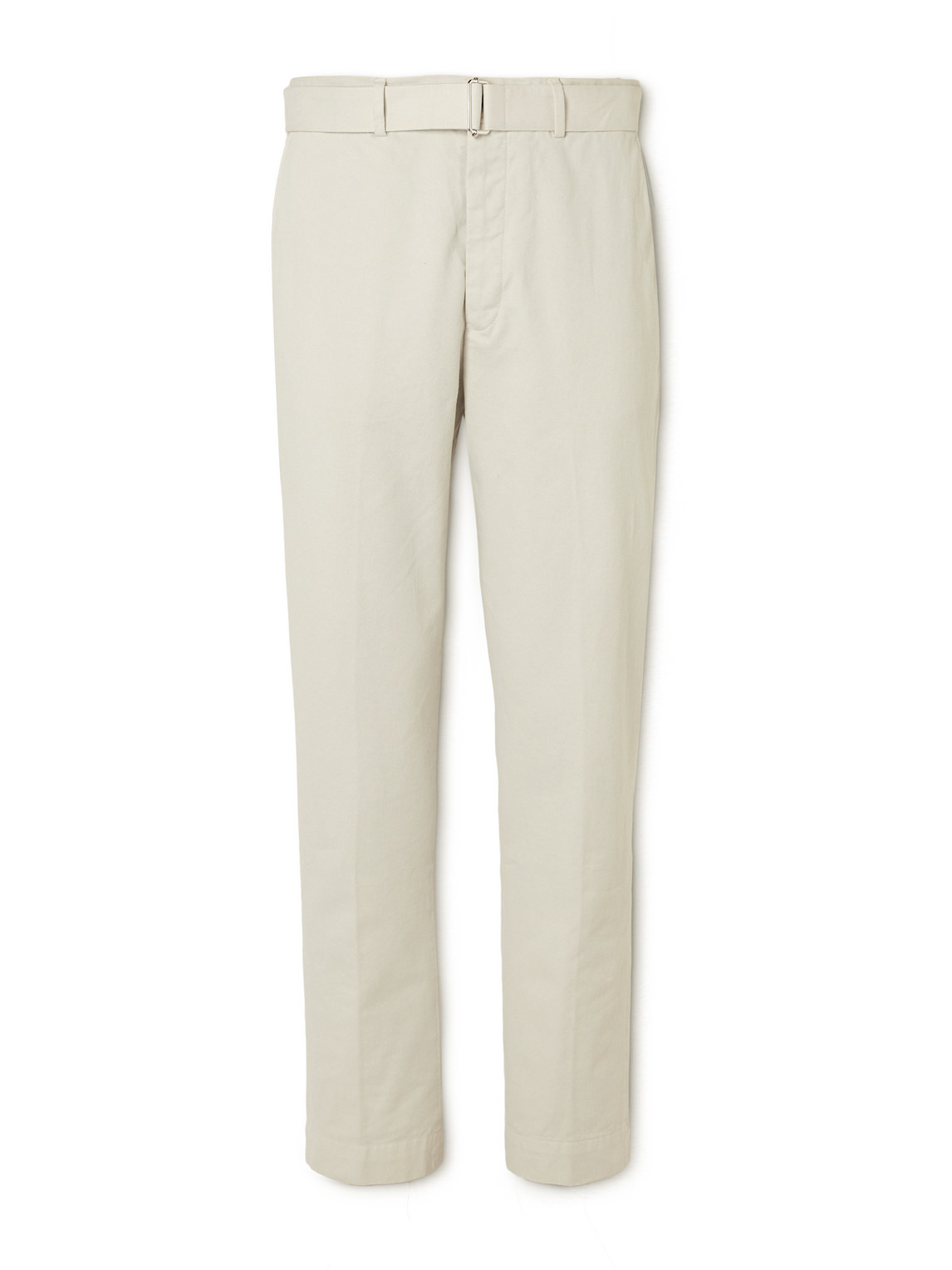 Officine Generale Straight-leg Belted Cotton-twill Trousers In Neutrals