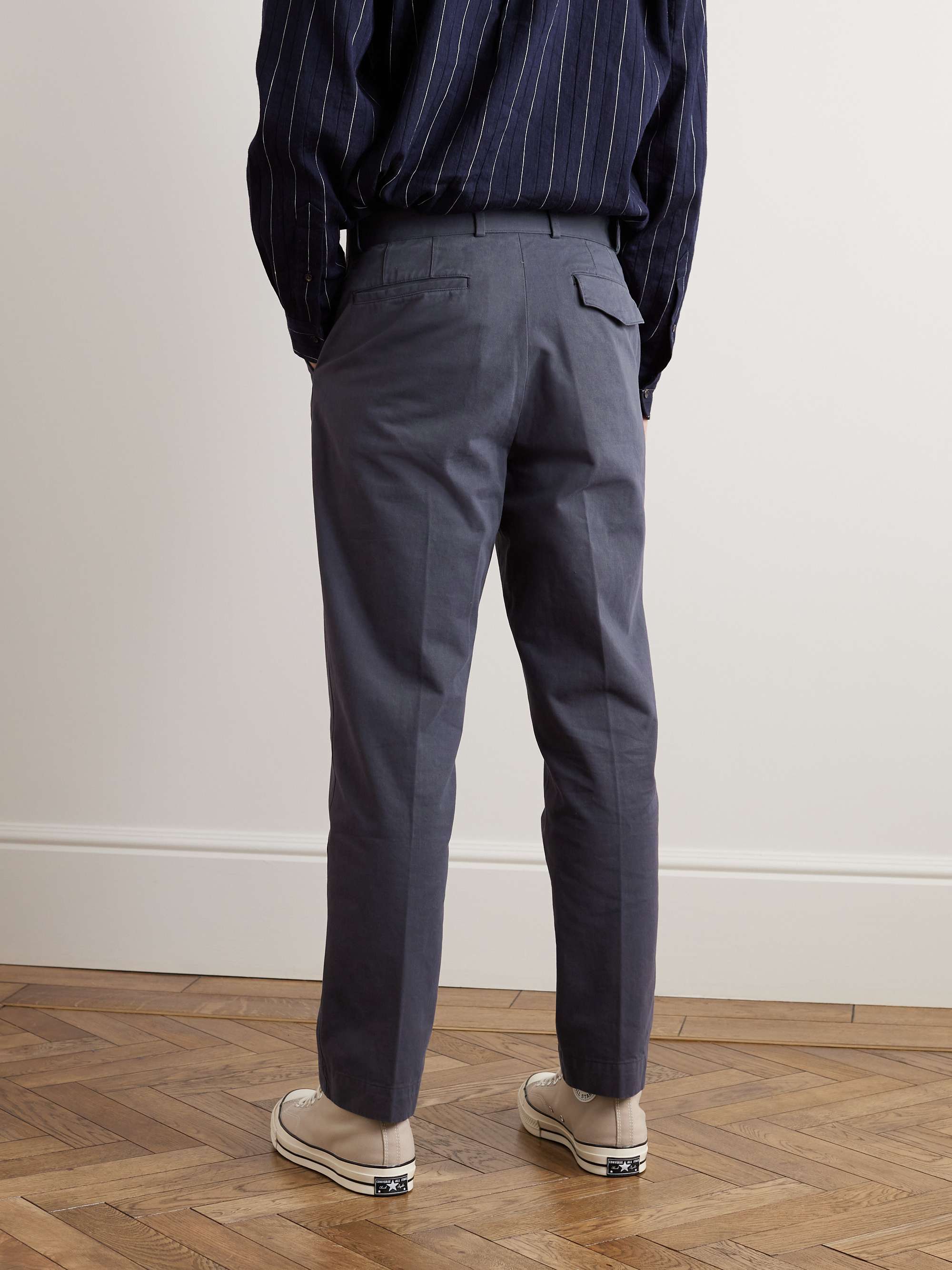 OFFICINE GÉNÉRALE Straight-Leg Belted Cotton-Twill Trousers