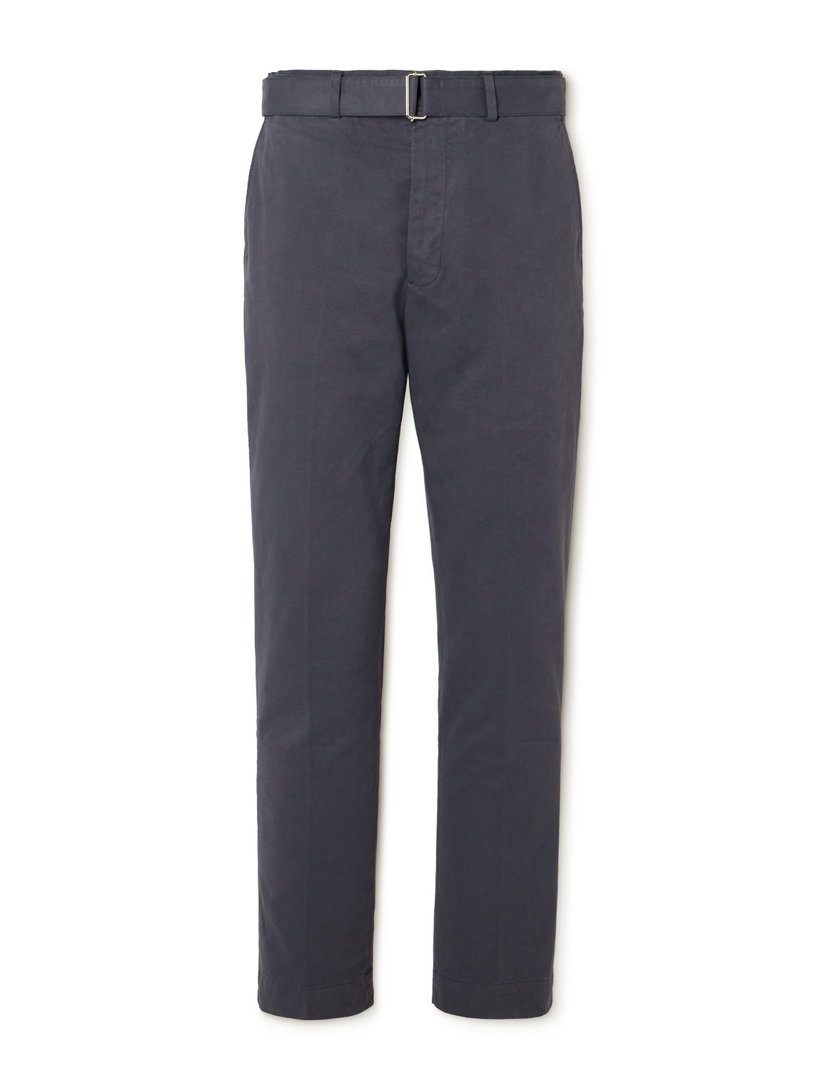 Officine Generale Straight-leg Belted Cotton-twill Trousers In Black