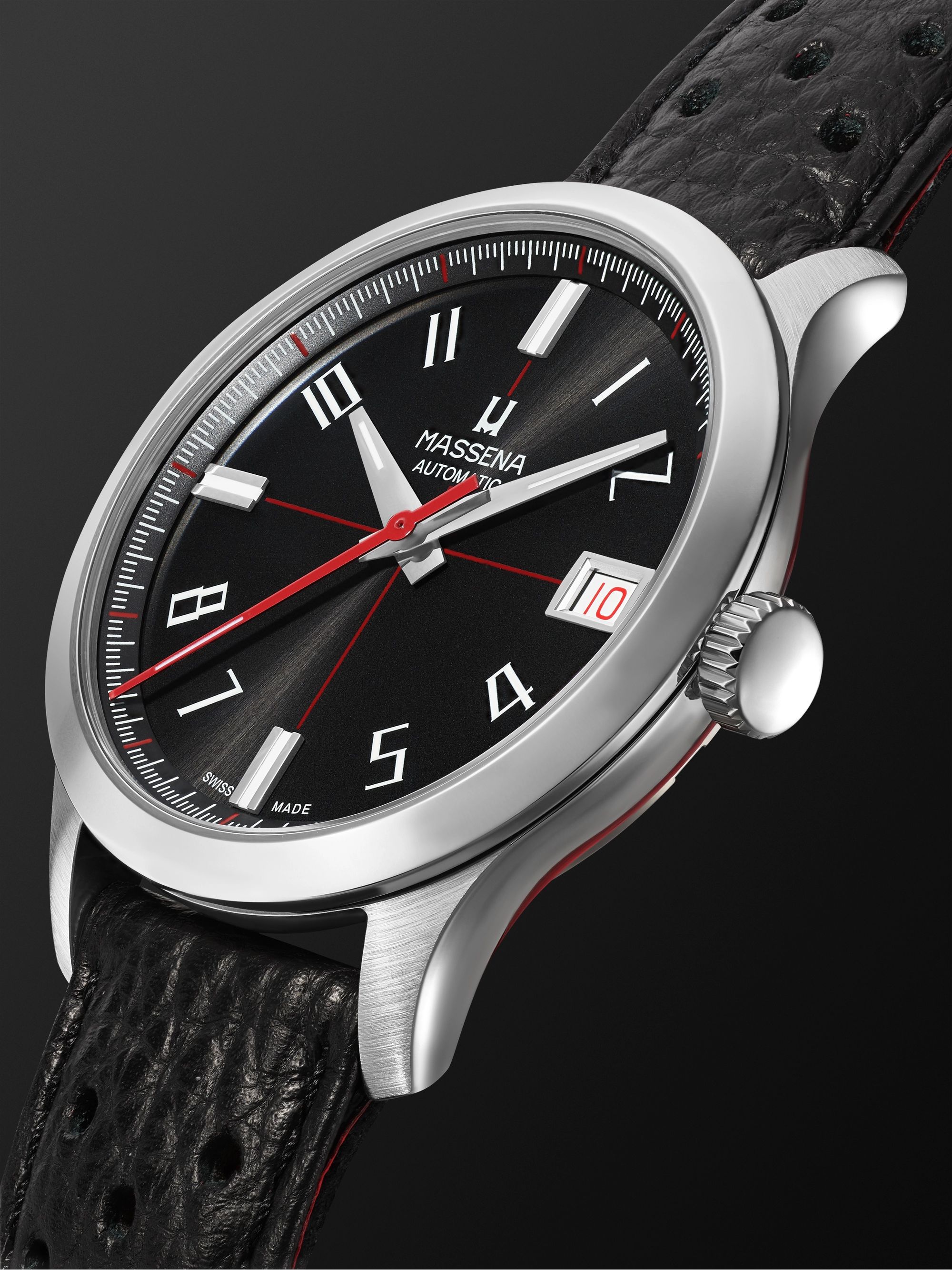 MASSENA LAB Dato-Racer Limited Edition Automatic 40mm Stainless Steel and Full-Grain Leather Watch, Ref. No. DR-001