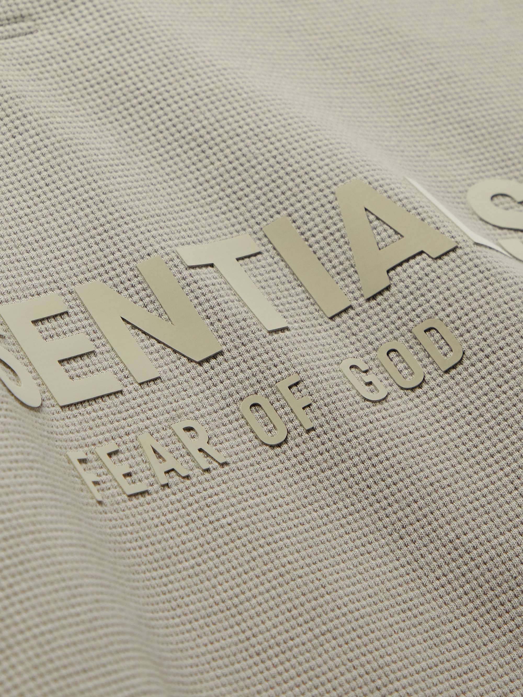 FEAR OF GOD ESSENTIALS Poplin-Trimmed Logo-Print Waffle-Knit Cotton-Blend Sweater