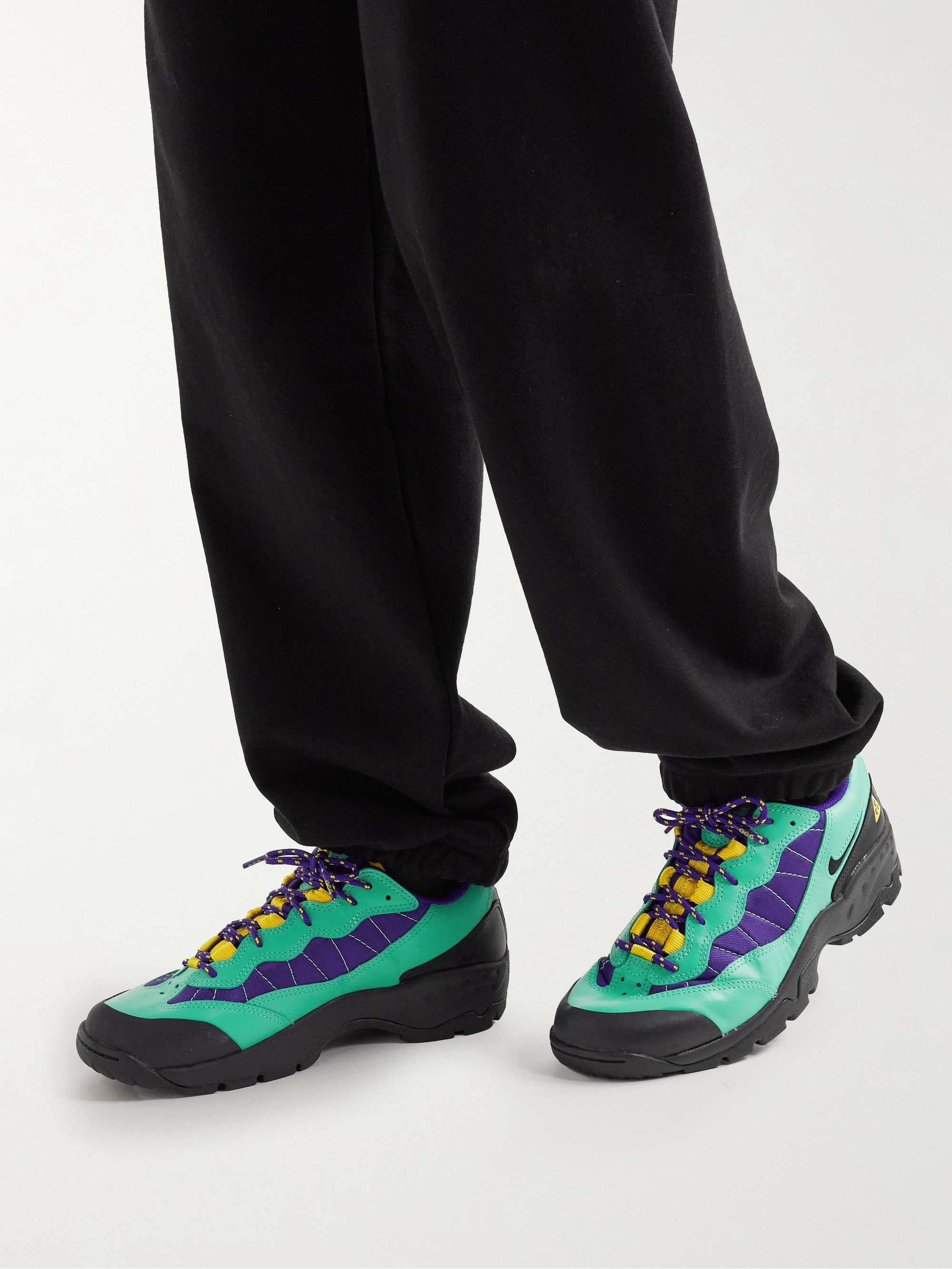 NIKE ACG Air Mada Rubber-Trimmed Leather and Mesh Hiking Sneakers