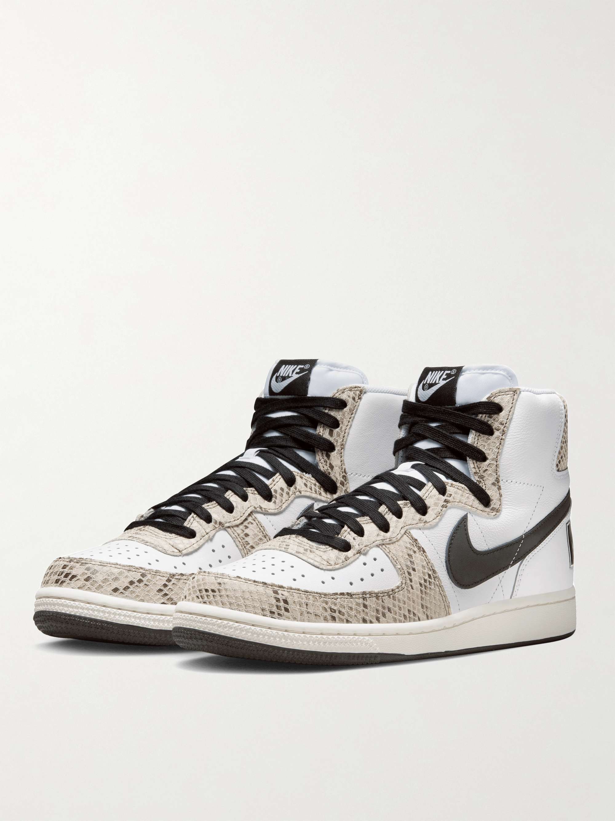 NIKE Terminator High Snake-Effect Leather High-Top Sneakers