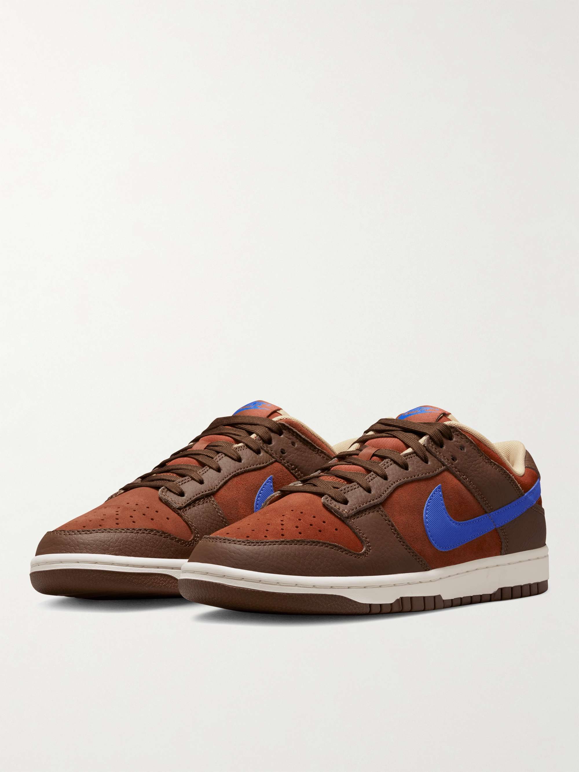 NIKE Dunk Low Retro Leather-Trimmed Suede Sneakers