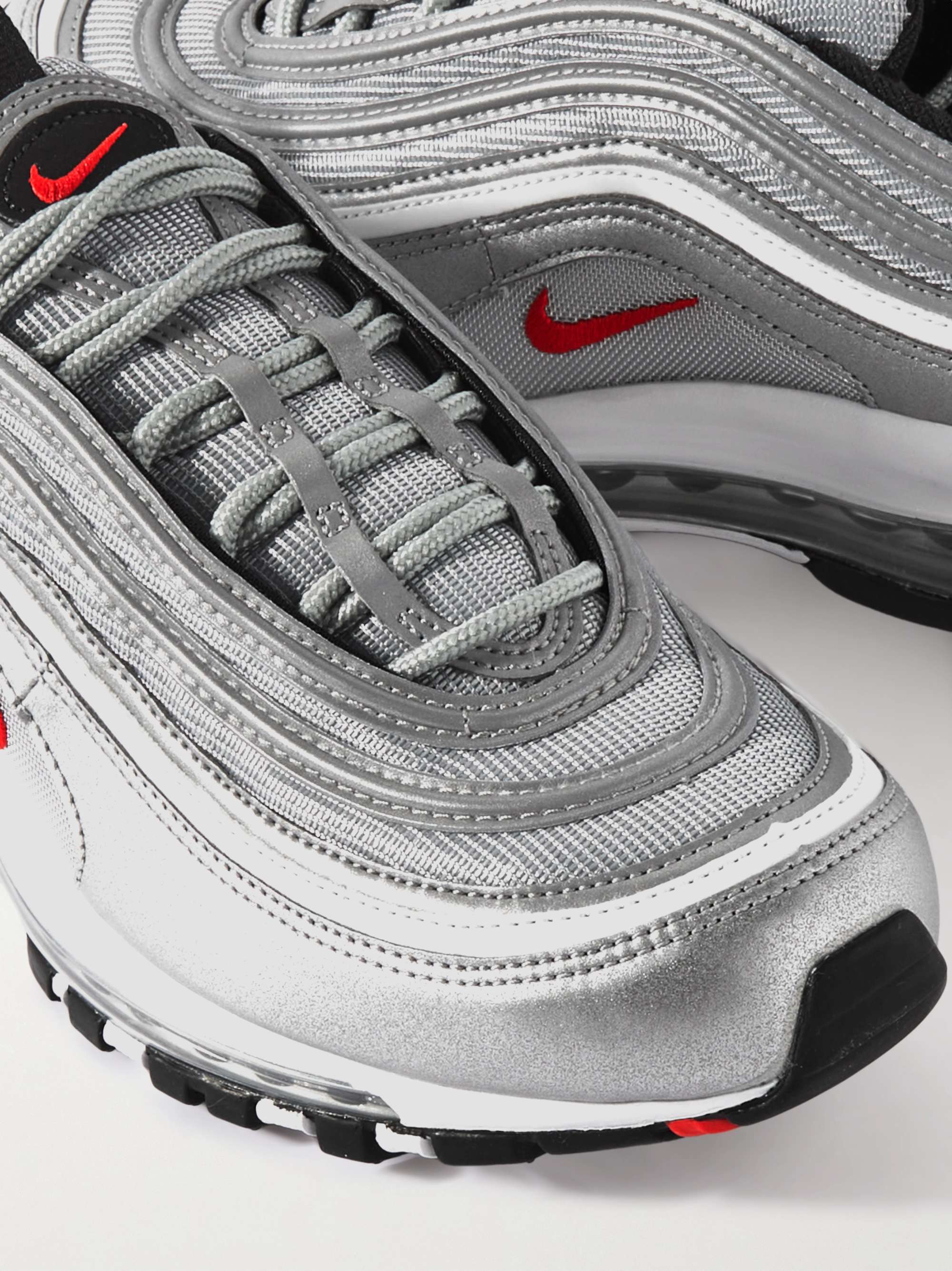 NIKE Air Max 97 Metallic Leather and Mesh Sneakers