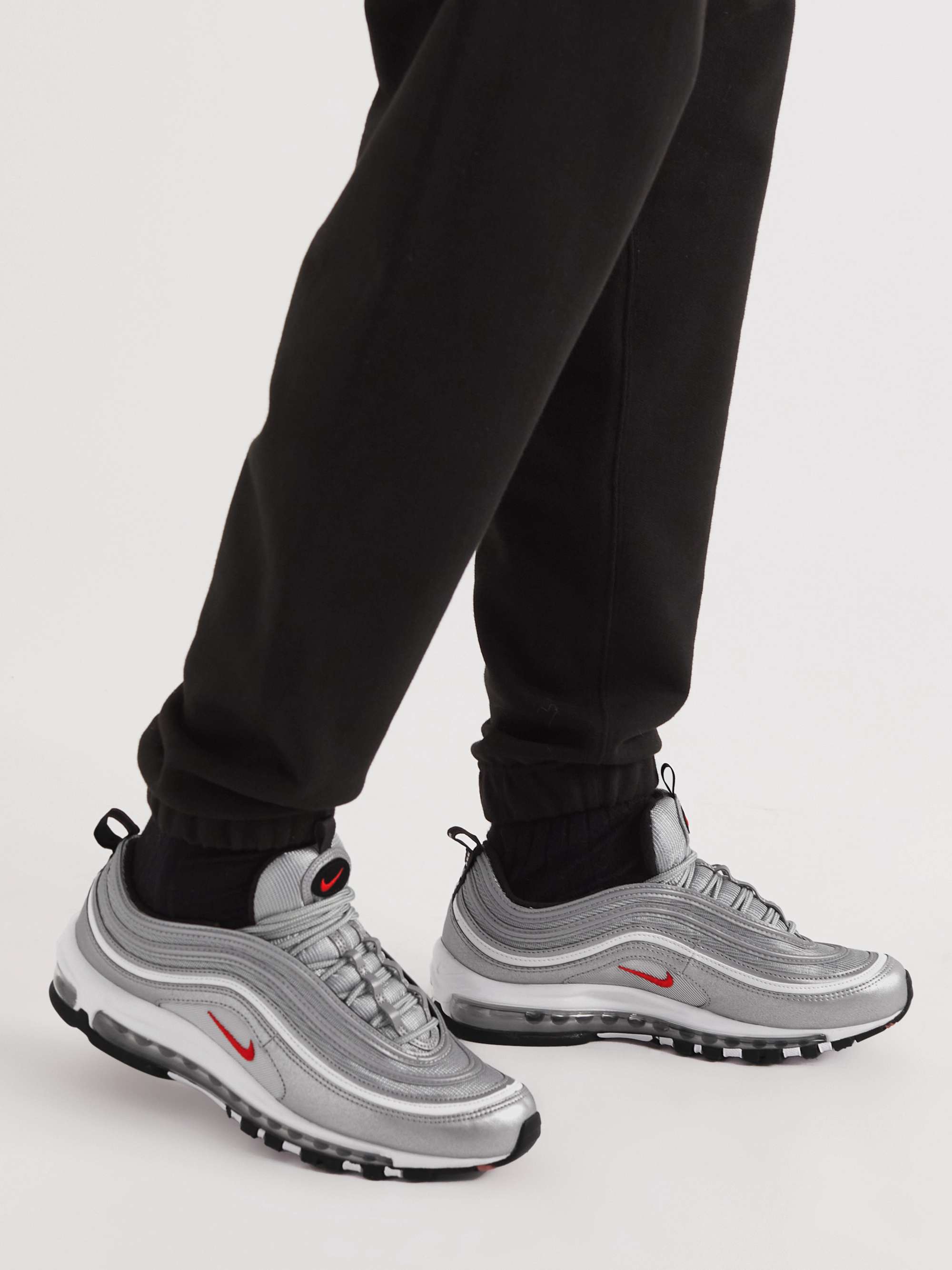 NIKE Air Max 97 Metallic Leather and Mesh Sneakers