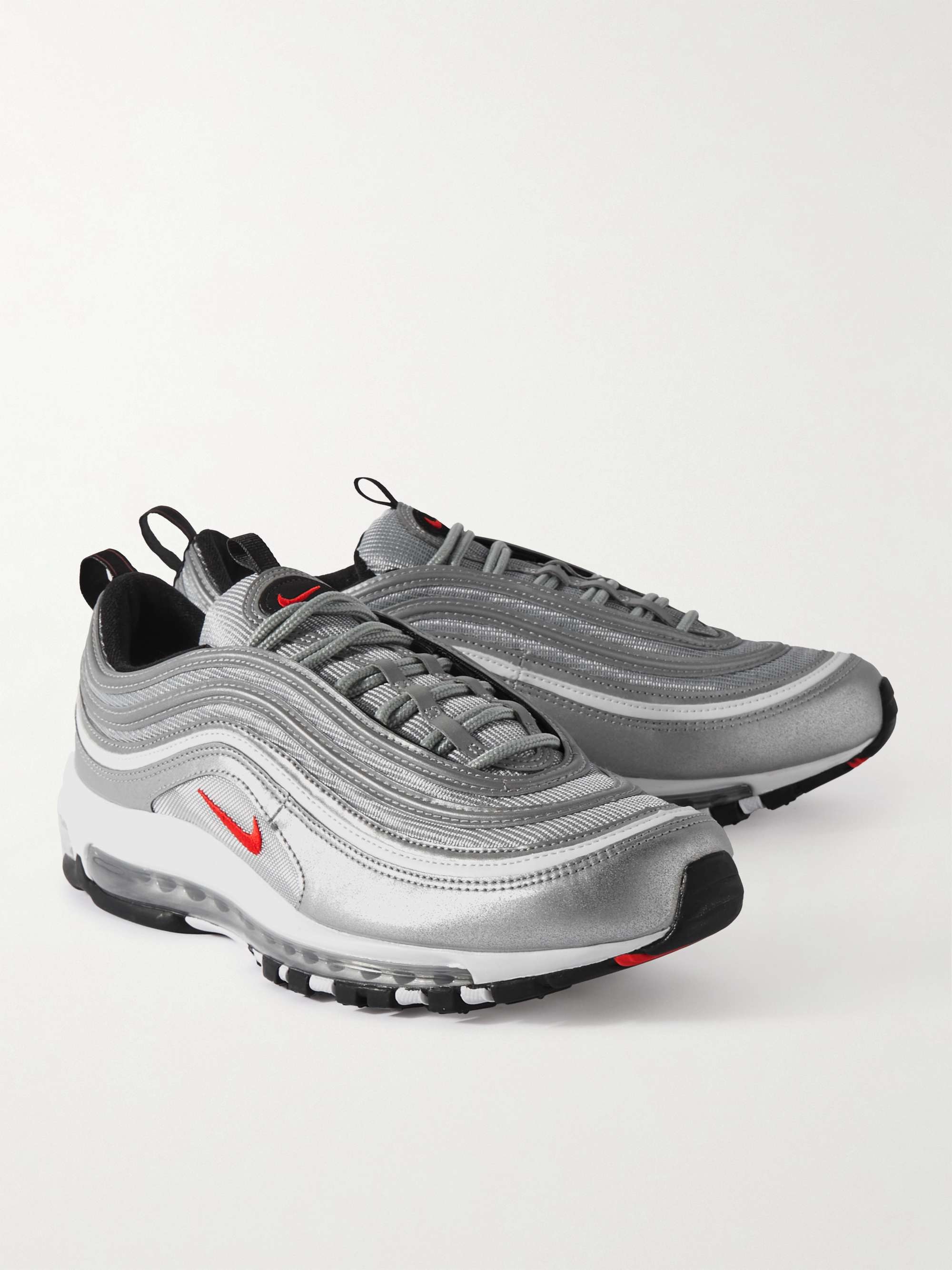 NIKE Air Max 97 Metallic Leather and Mesh Sneakers