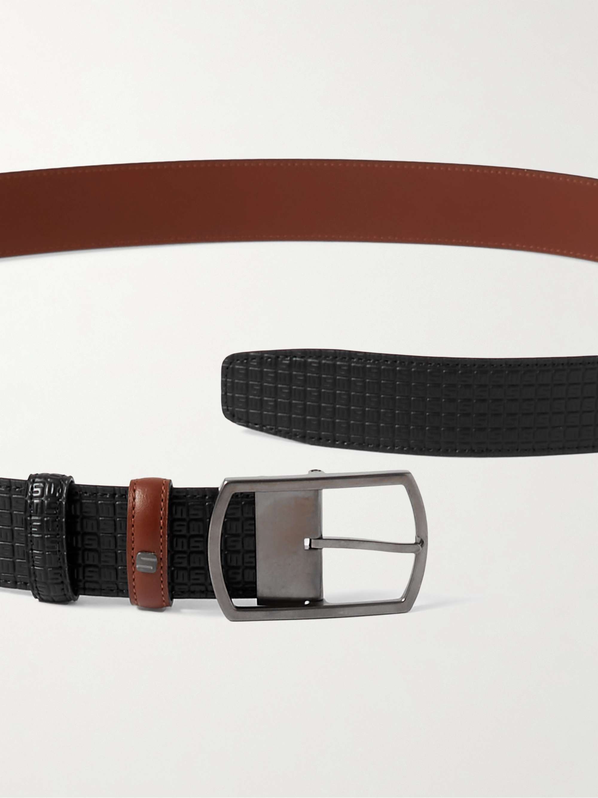 SERAPIAN Reversible Stepan Coated-Canvas and Leather Belt