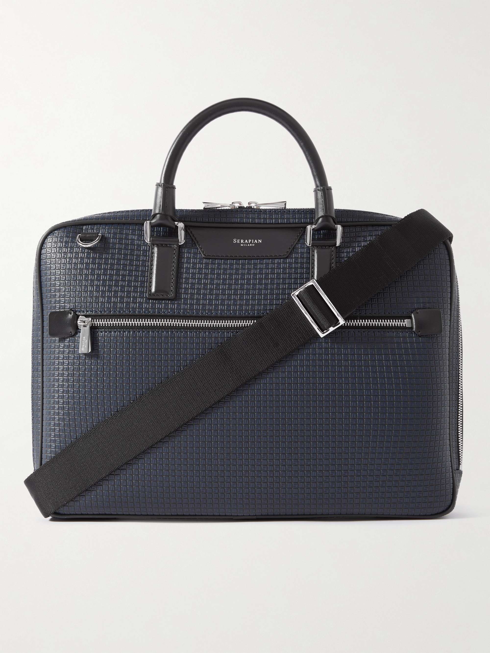 Burberry Check-print leather briefcase - Black
