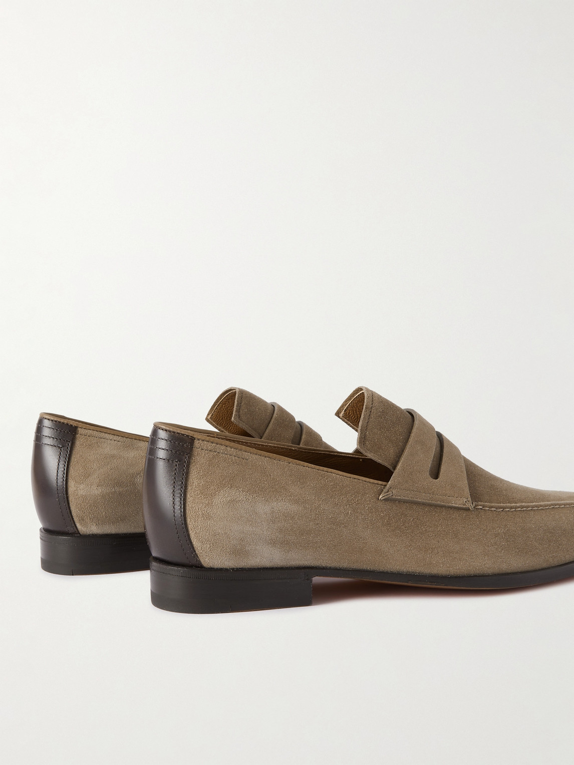 Shop Berluti Leather-trimmed Suede Penny Loafers In Brown