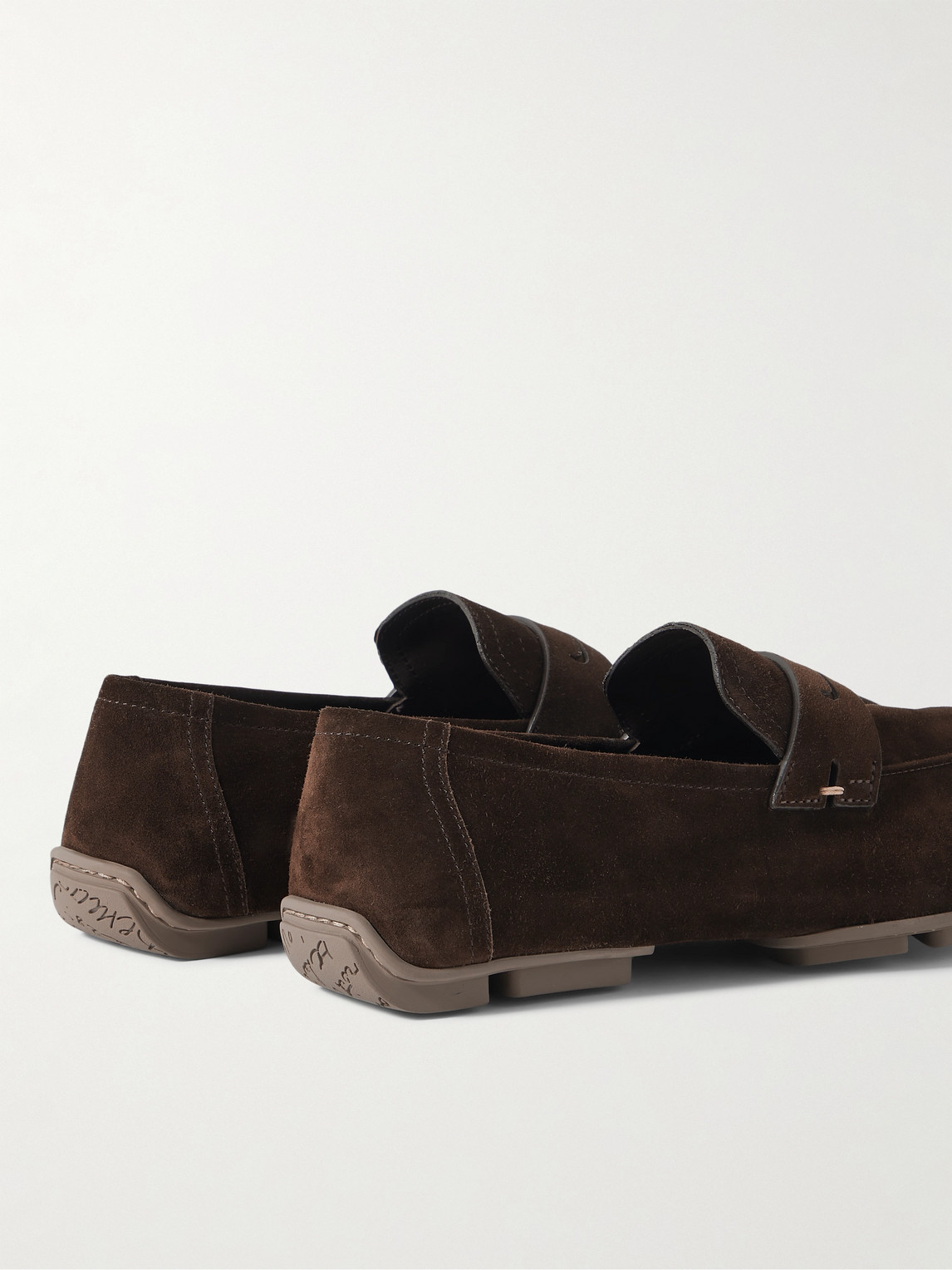 Shop Berluti Suede Loafers In Brown