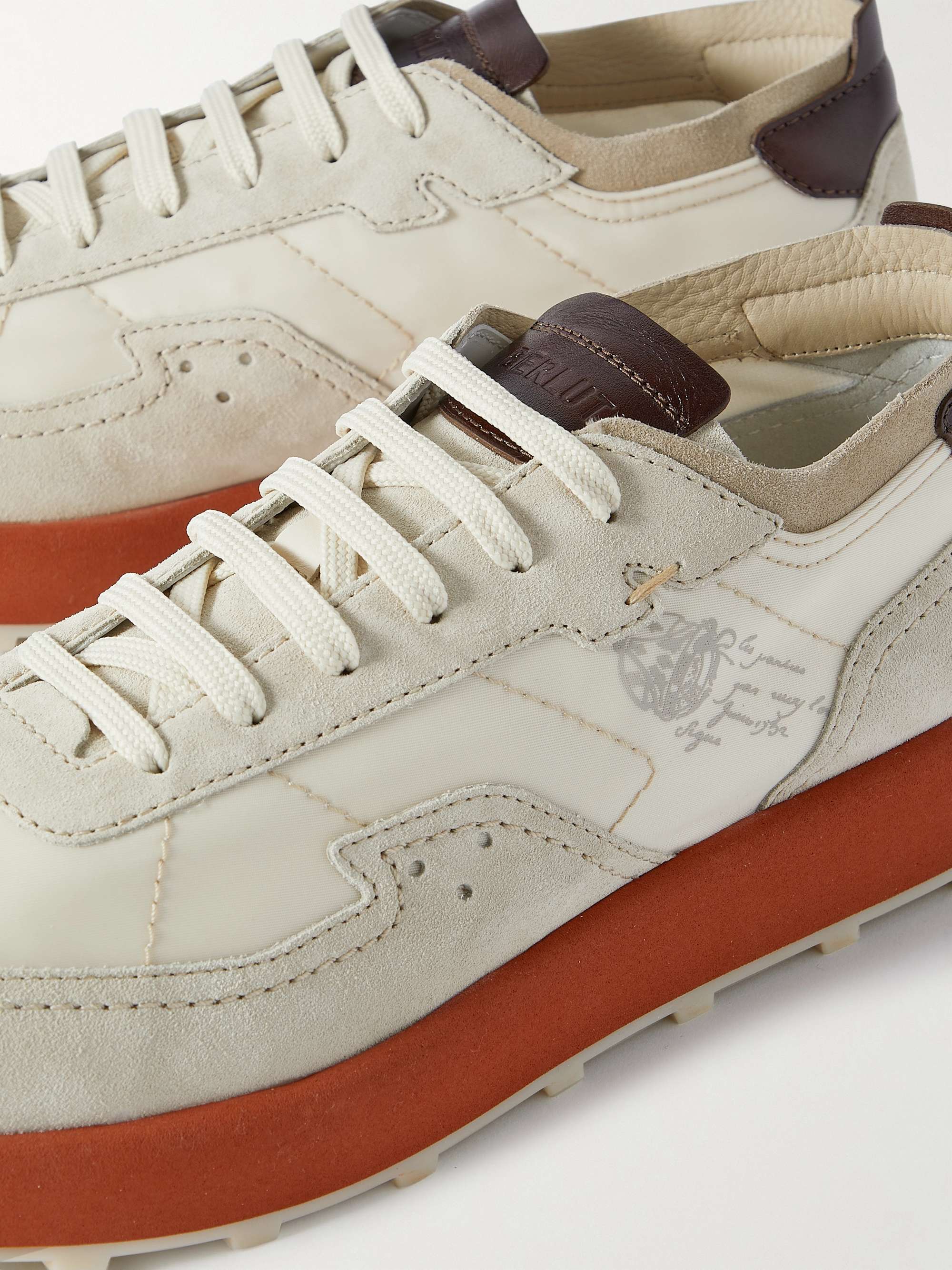 BERLUTI Light Track Venezia Leather and Suede-Trimmed Mesh Sneakers