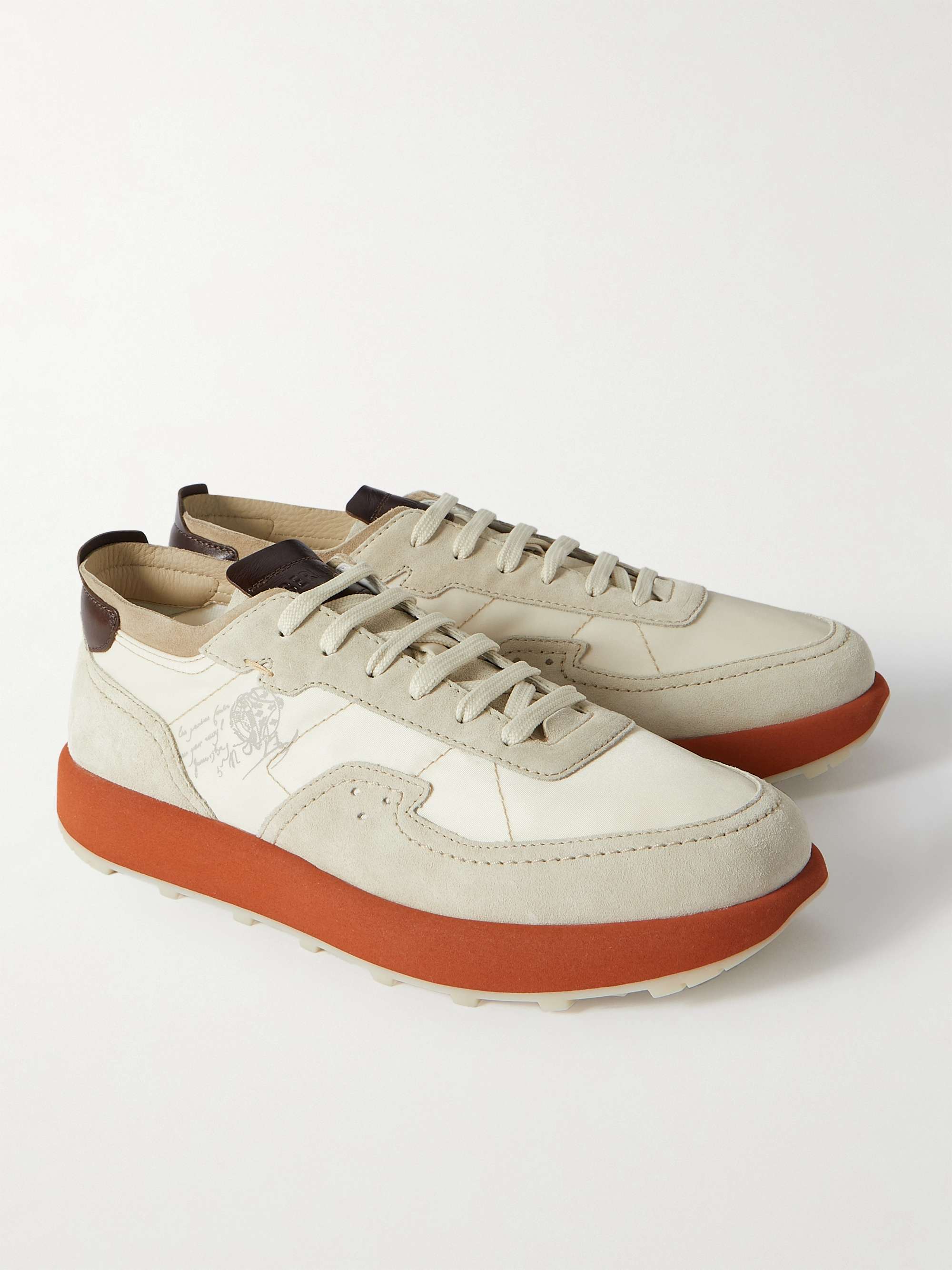 BERLUTI Light Track Venezia Leather and Suede-Trimmed Mesh Sneakers
