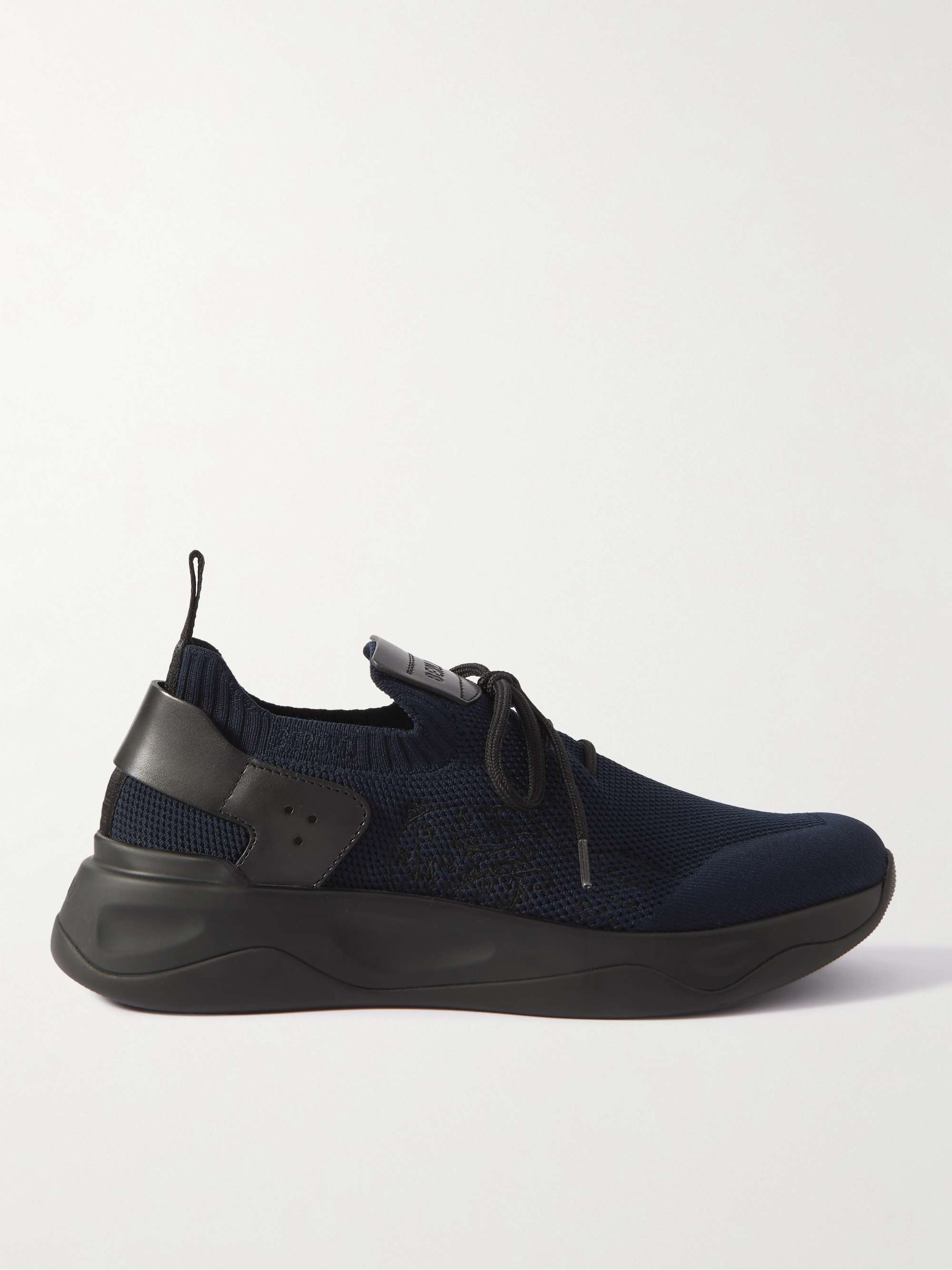 BERLUTI Venezia Leather-Trimmed Stretch-Knit Sneakers for Men | MR PORTER