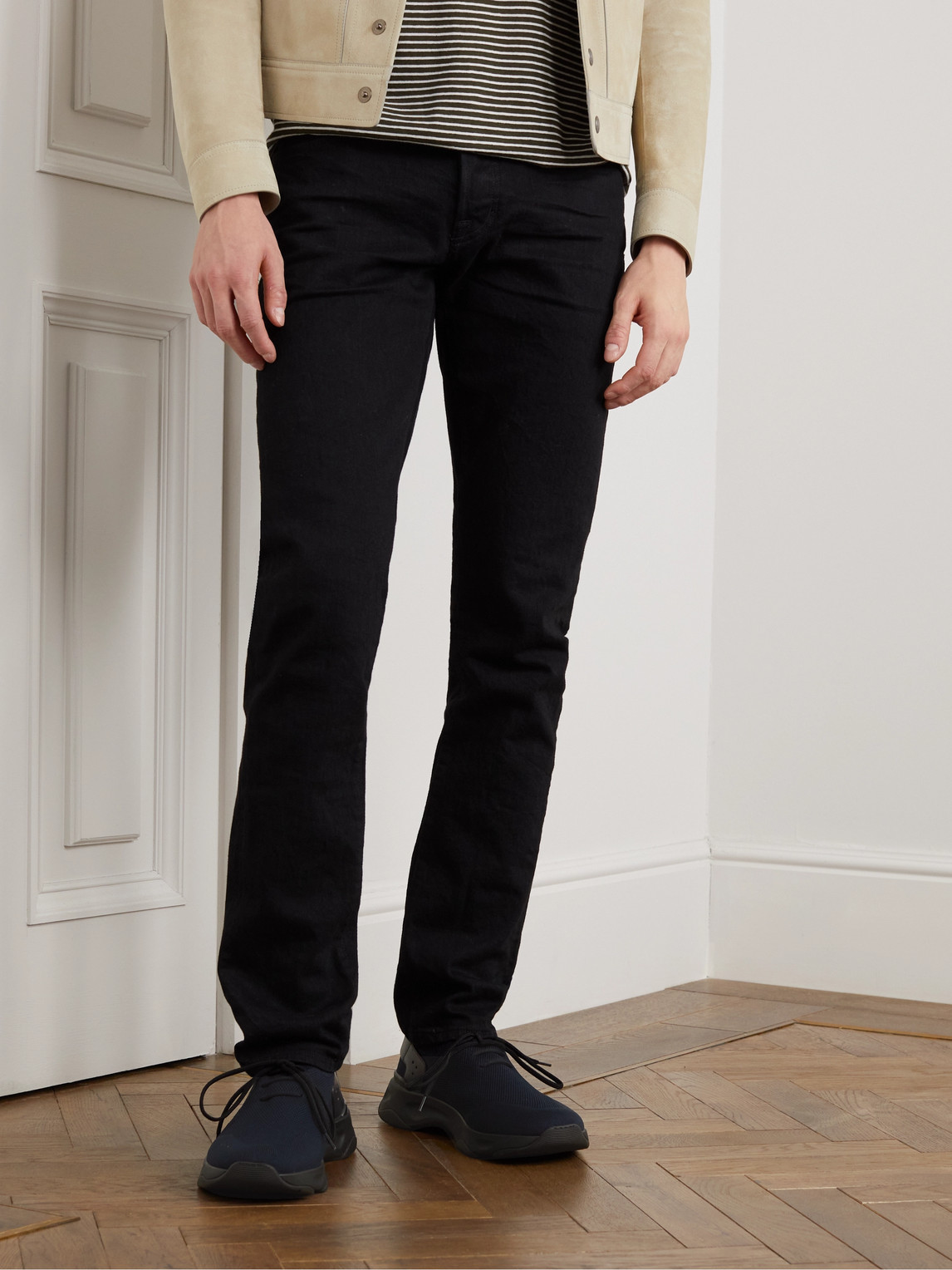 BERLUTI SHADOW VENEZIA LEATHER-TRIMMED STRETCH-KNIT SNEAKERS