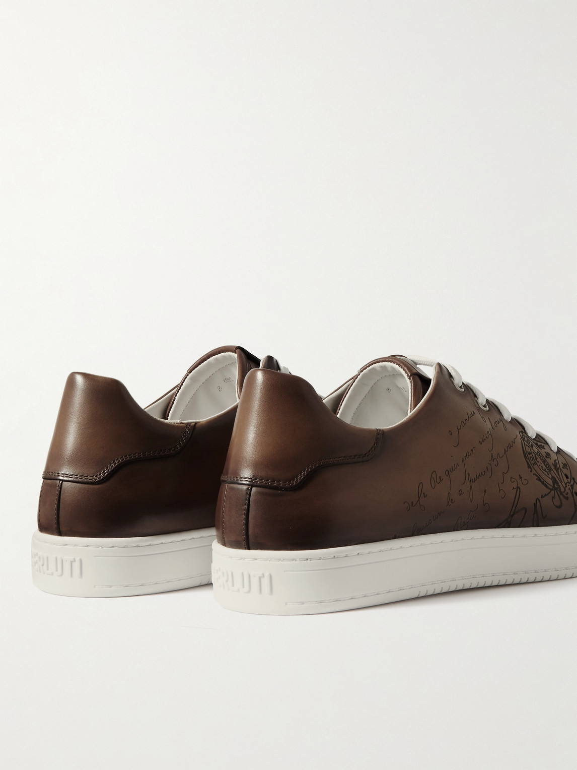 Shop Berluti Scritto Venezia Leather Sneakers In Brown