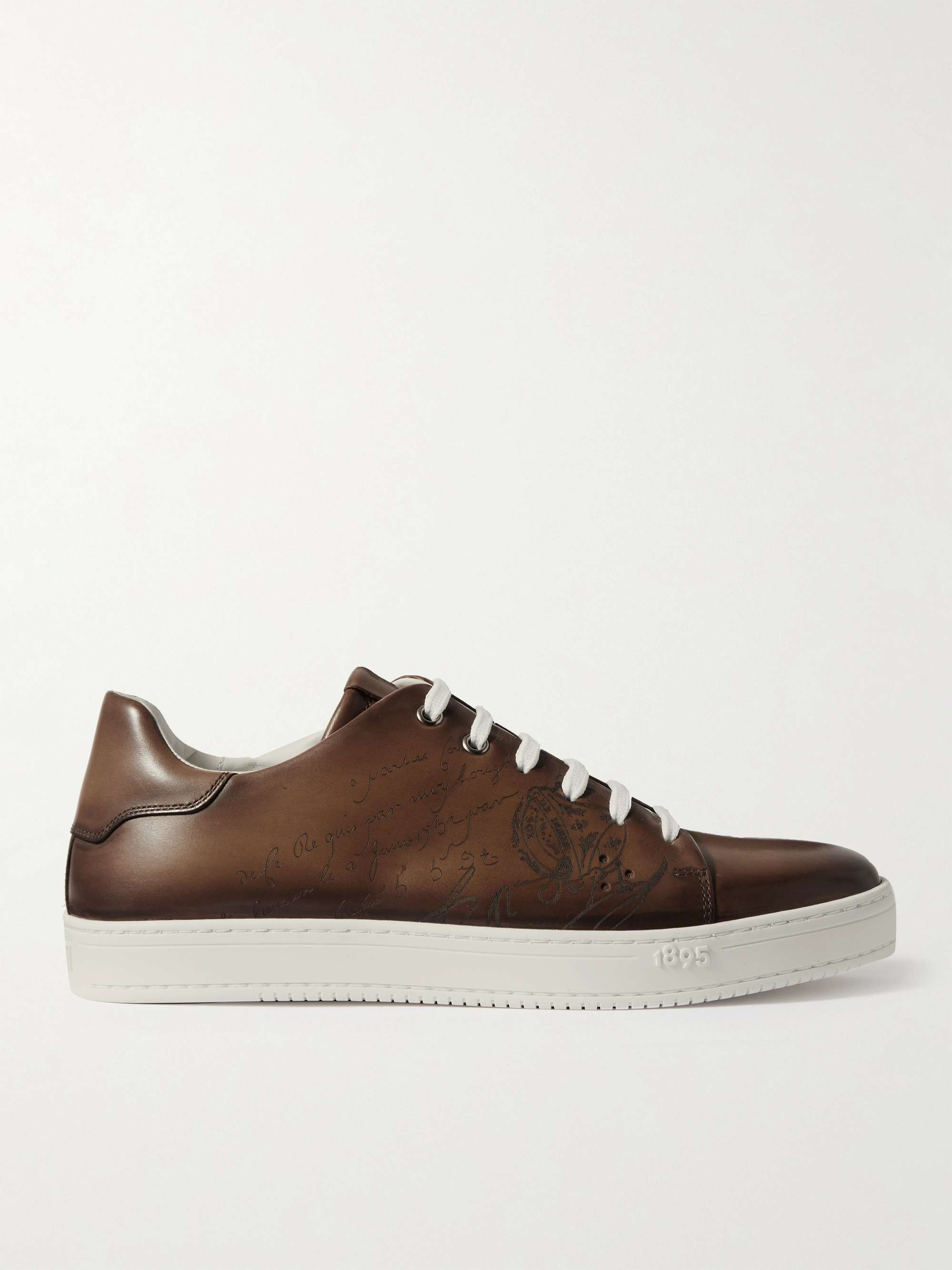 Berluti Men's Fast Track Scritto Leather Derby Sneakers