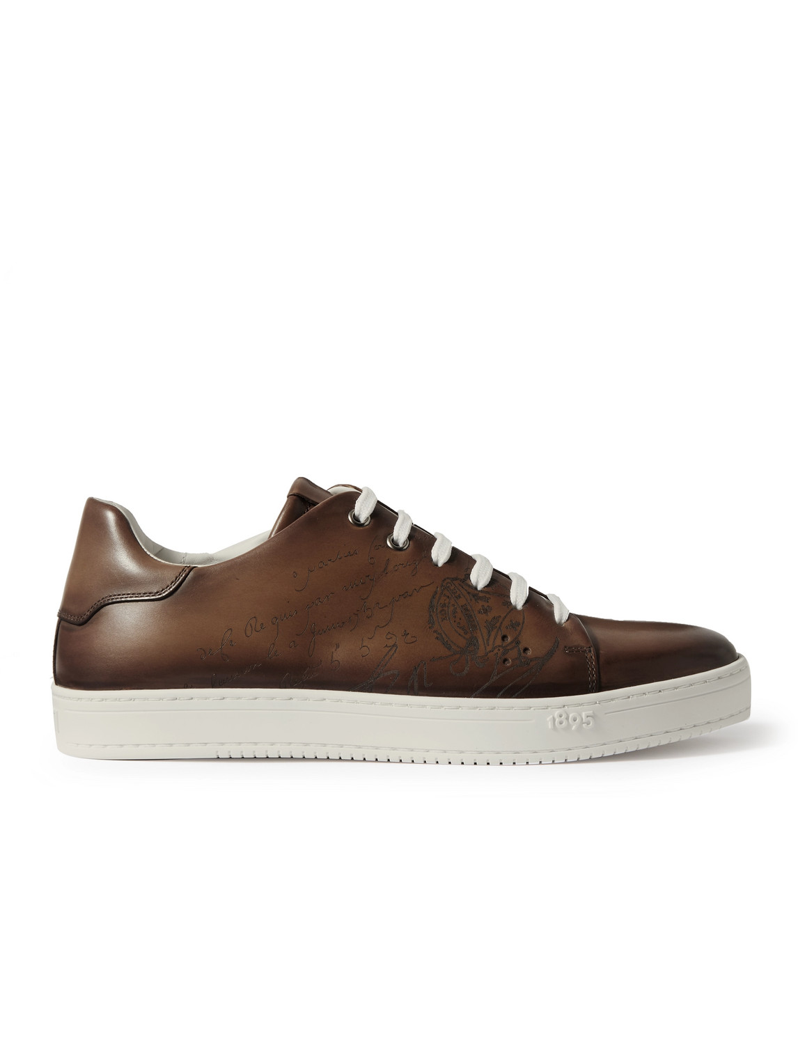 Shop Berluti Scritto Venezia Leather Sneakers In Brown