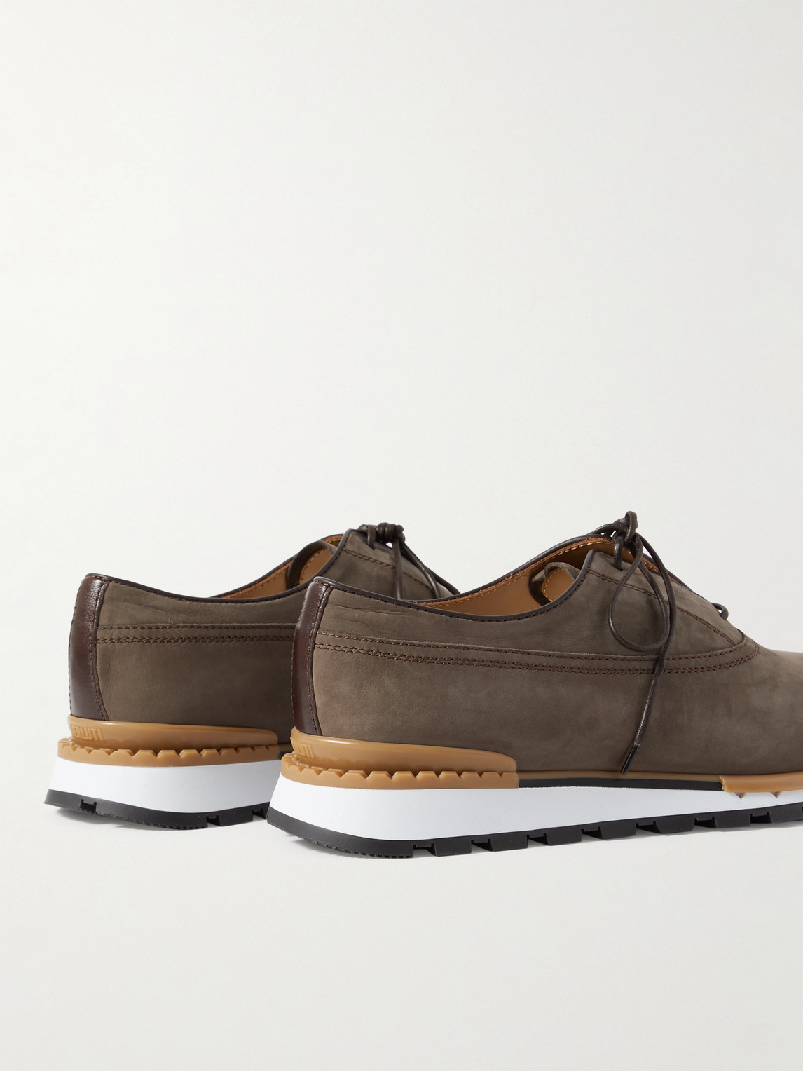 Shop Berluti Fast Track Perforated Nubuck Sneakers In Brown