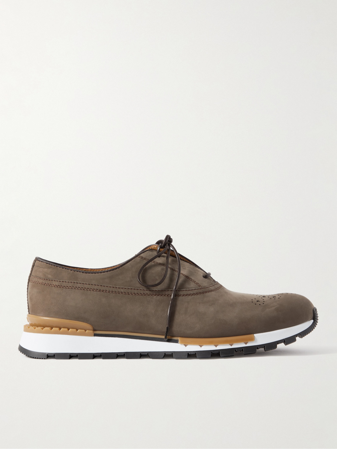 Berluti Fast Track Perforated Nubuck Sneakers In Brown