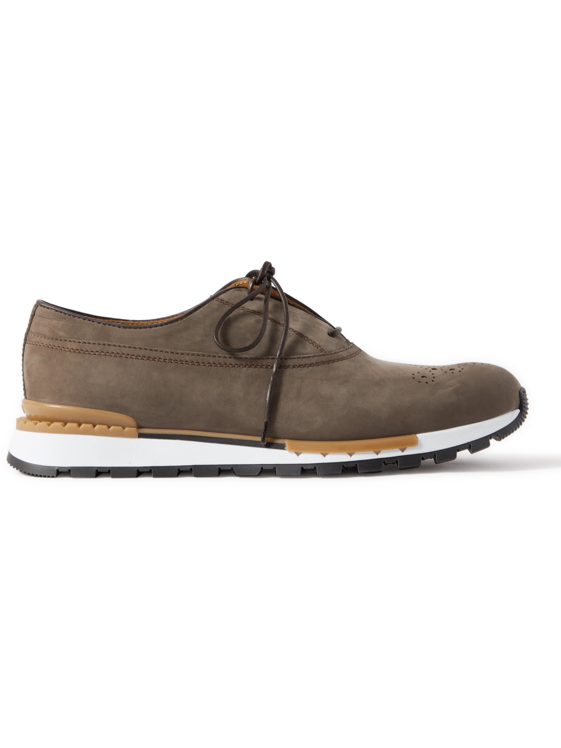 Berluti Fast Track Perforated Nubuck Sneakers In Brown