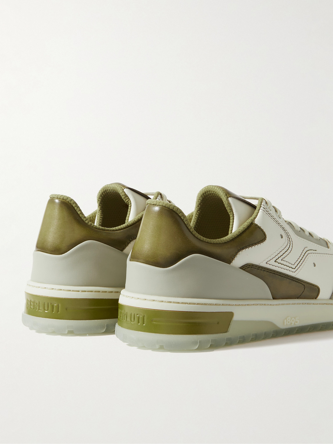 Shop Berluti Playoff Suede-trimmed Leather Sneakers In White