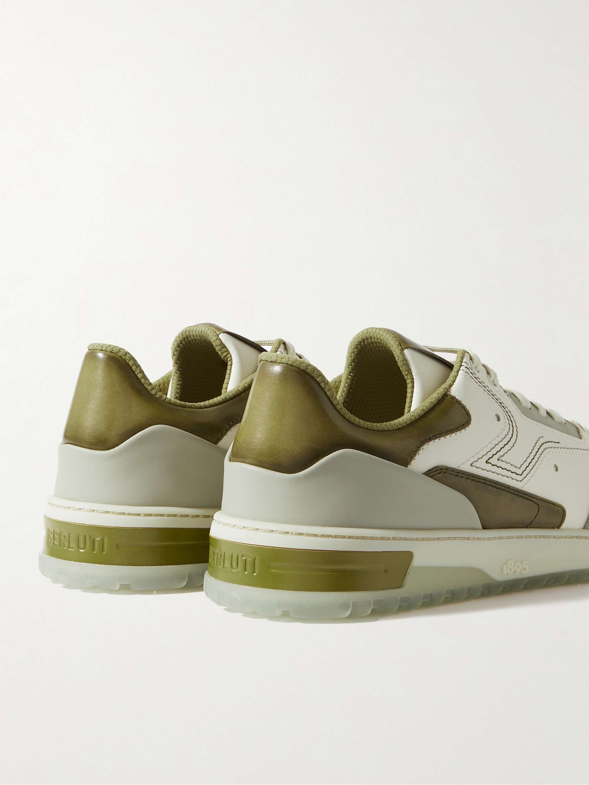 BERLUTI Playoff Suede-Trimmed Leather Sneakers