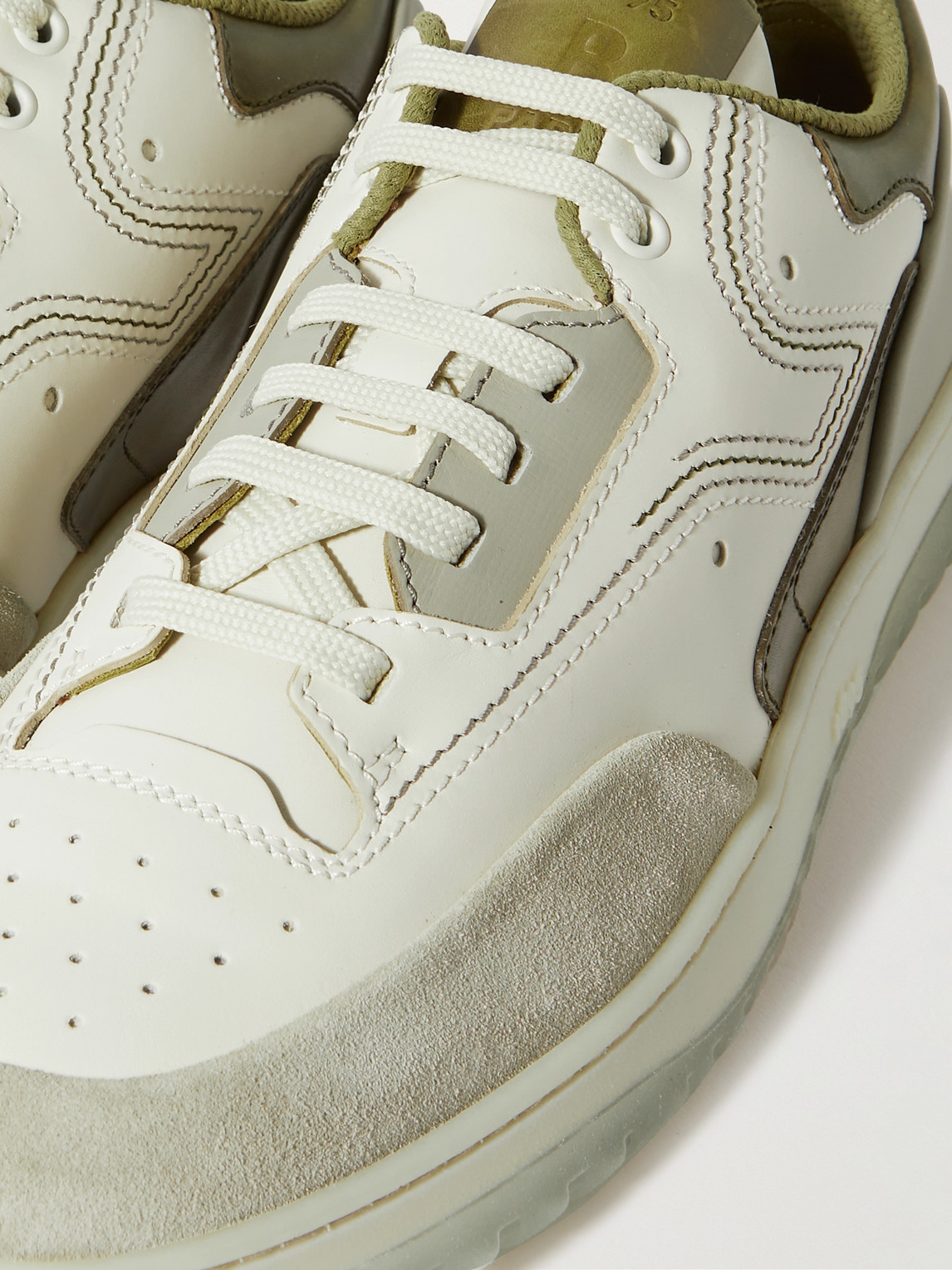 Shop Berluti Playoff Suede-trimmed Leather Sneakers In White